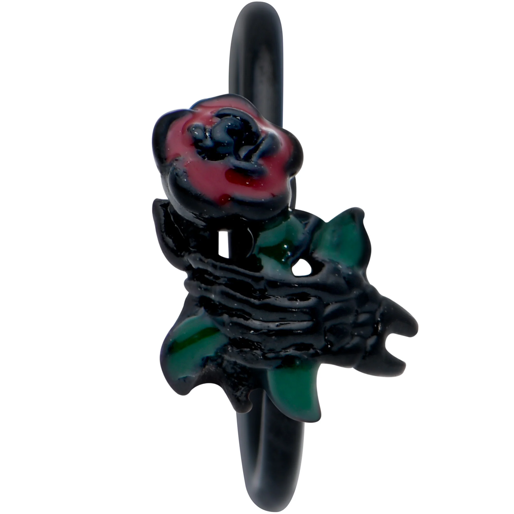 20G 5/16 Black Skeleton Flower Halloween Nose Hoop - Image 2
