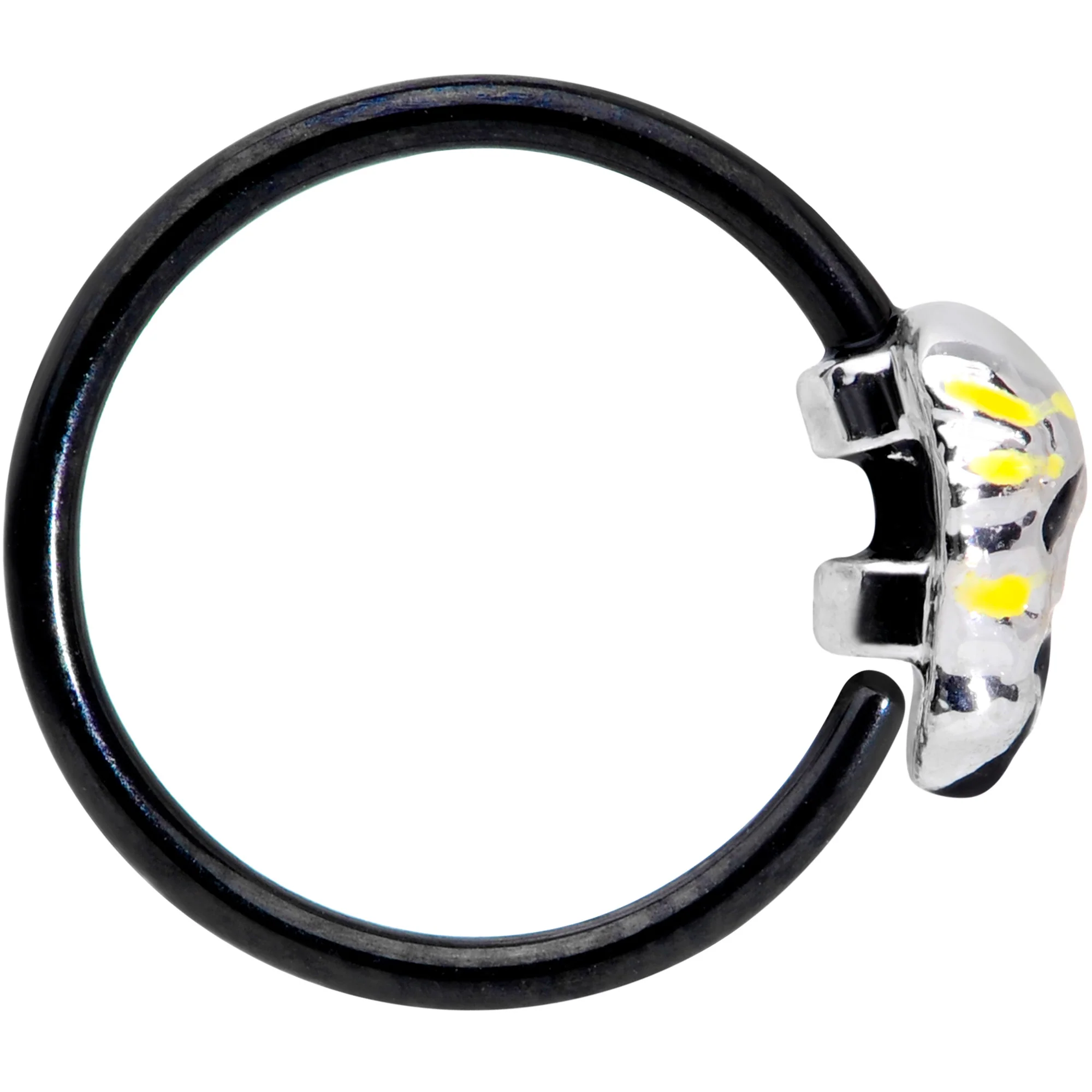 20G 5/16 Black Striped Skull Halloween Nose Hoop - Image 3
