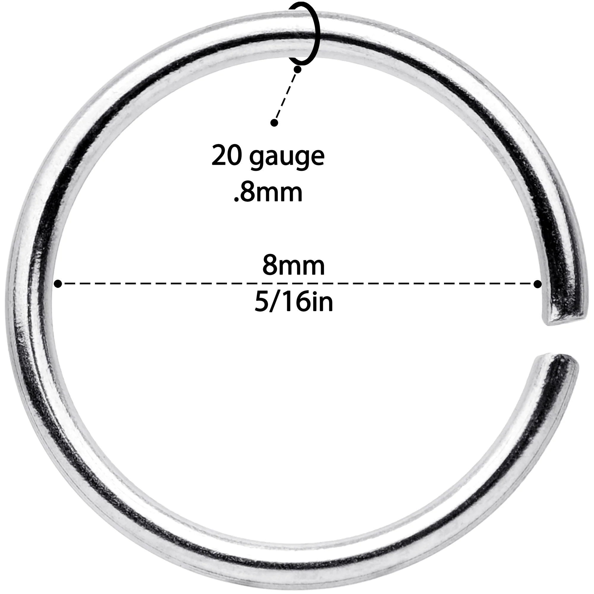 20G 5/16 Blue Anodized Steel Seamless Nose Hoop Set of 12 - Image 4