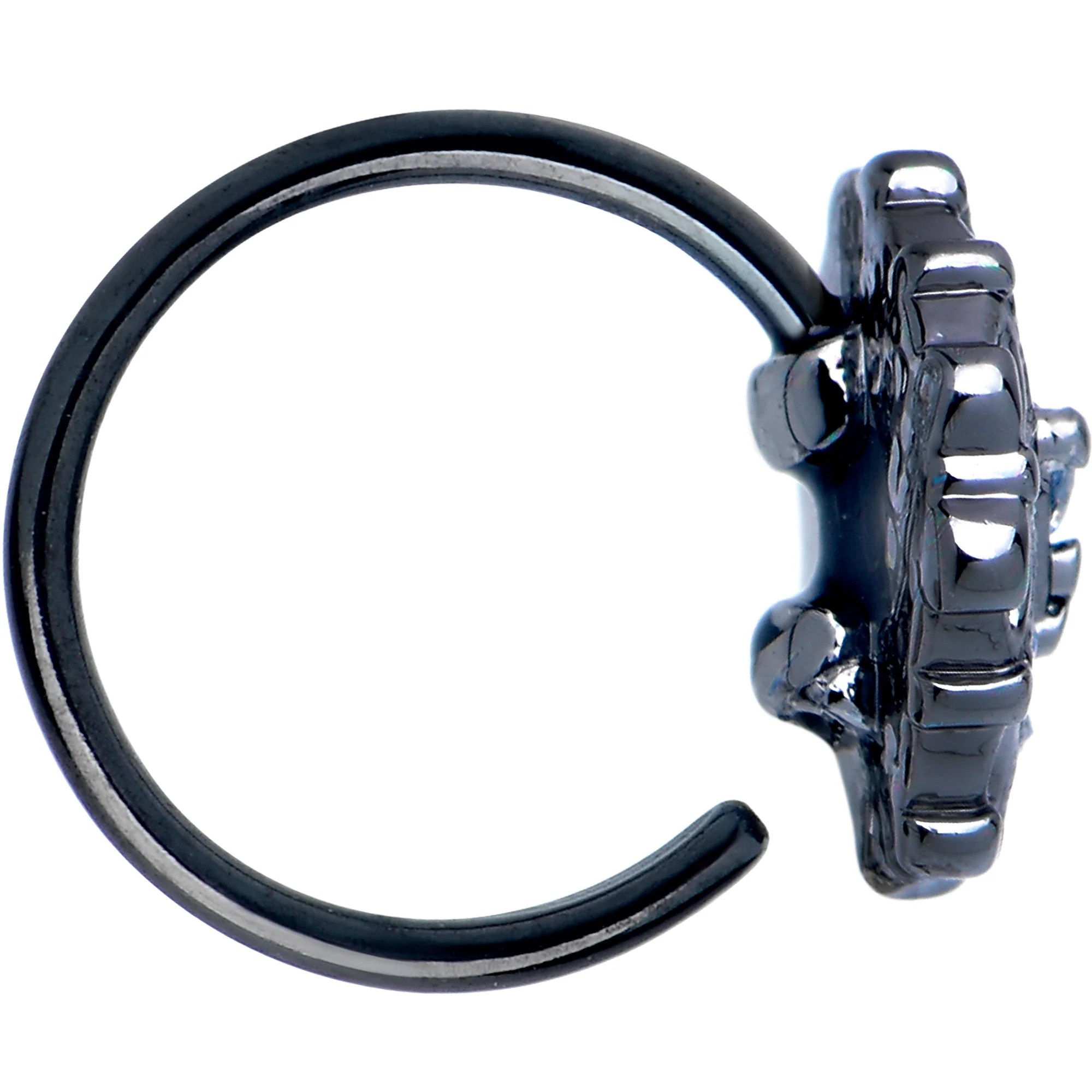 20G 5/16 Blue Aurora Gem Black Night Blossom Nose Hoop - Image 3