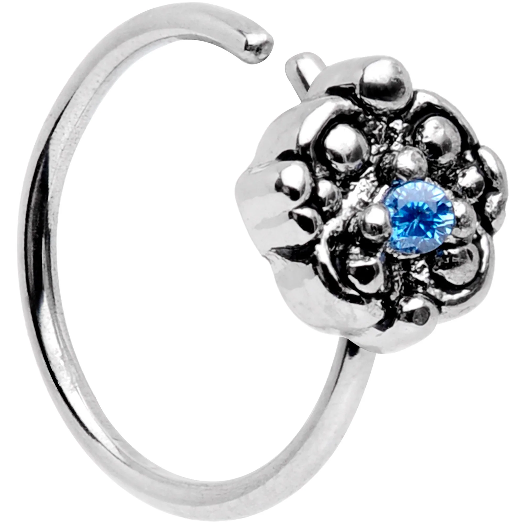20G 5/16 Blue CZ Gem Decadent Cluster Seamless Circular Ring - Image 2