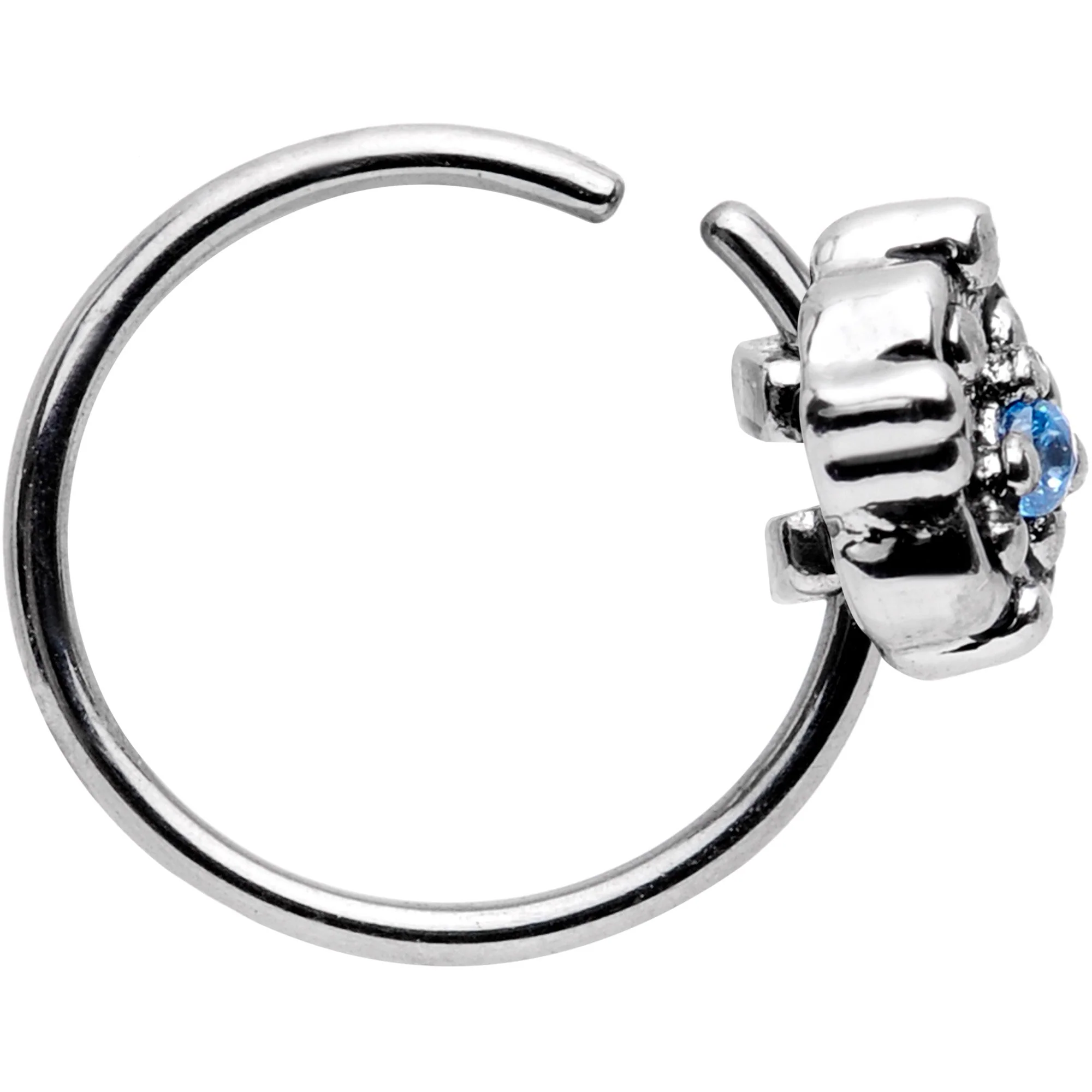 20G 5/16 Blue CZ Gem Decadent Cluster Seamless Circular Ring - Image 3