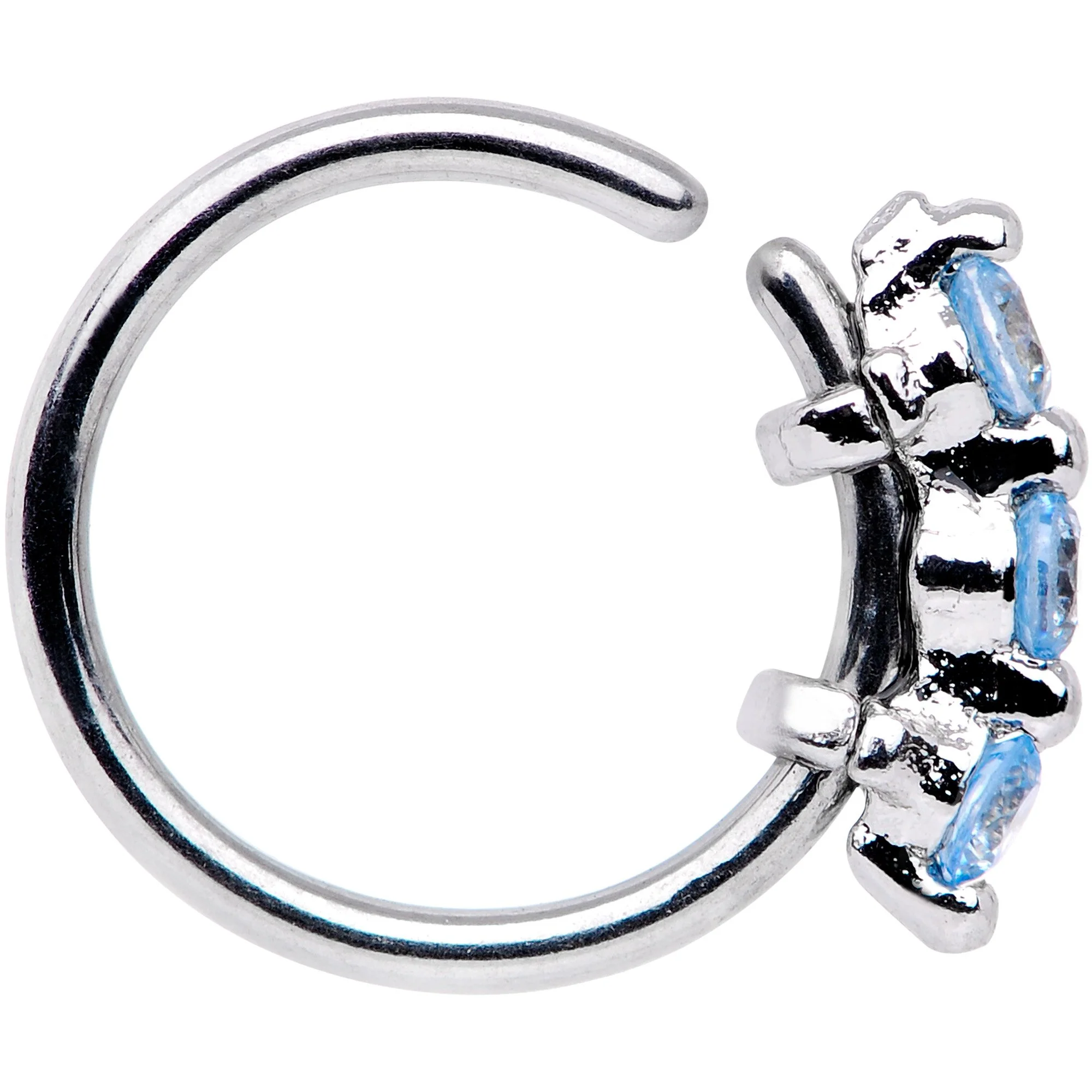 20G 5/16 Blue CZ Gem Sequence Shine Seamless Circular Ring - Image 2