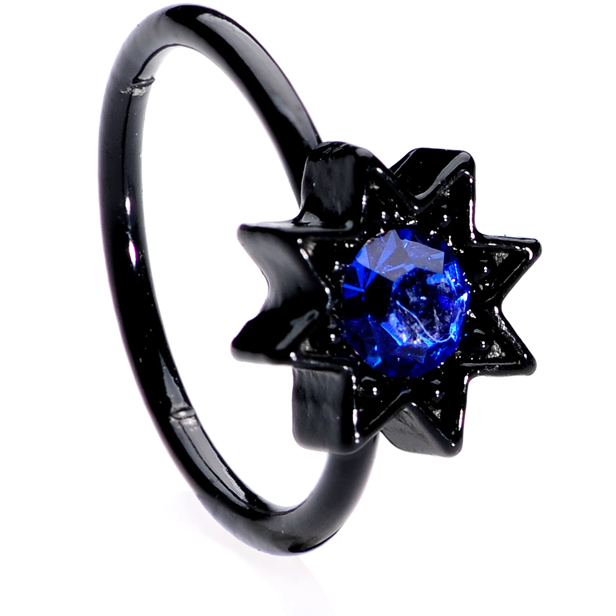 20G 5/16 Blue Gem Black Moon Star Assorted Nose Ring Set of 3 - Image 4