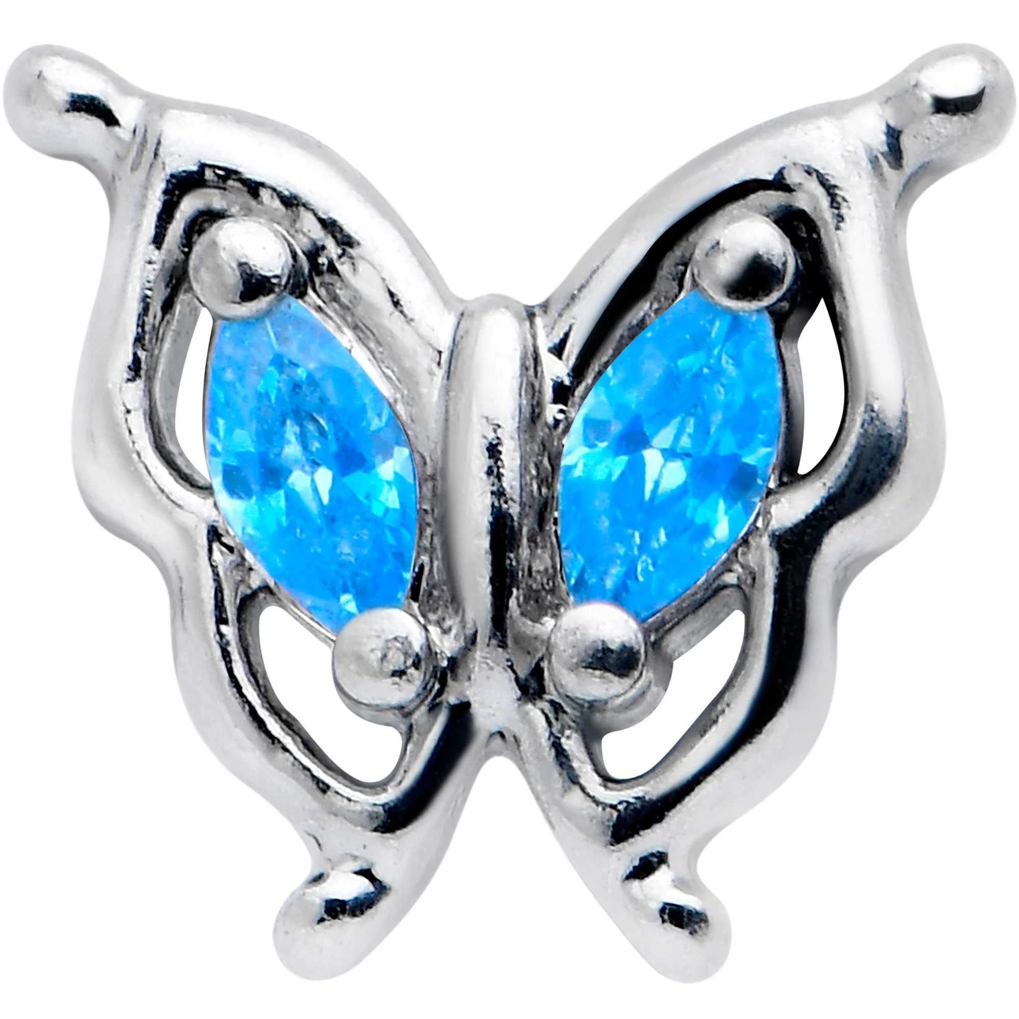20G 5/16 Blue Gem Fancy Fab Butterfly Nose Hoop - Image 3