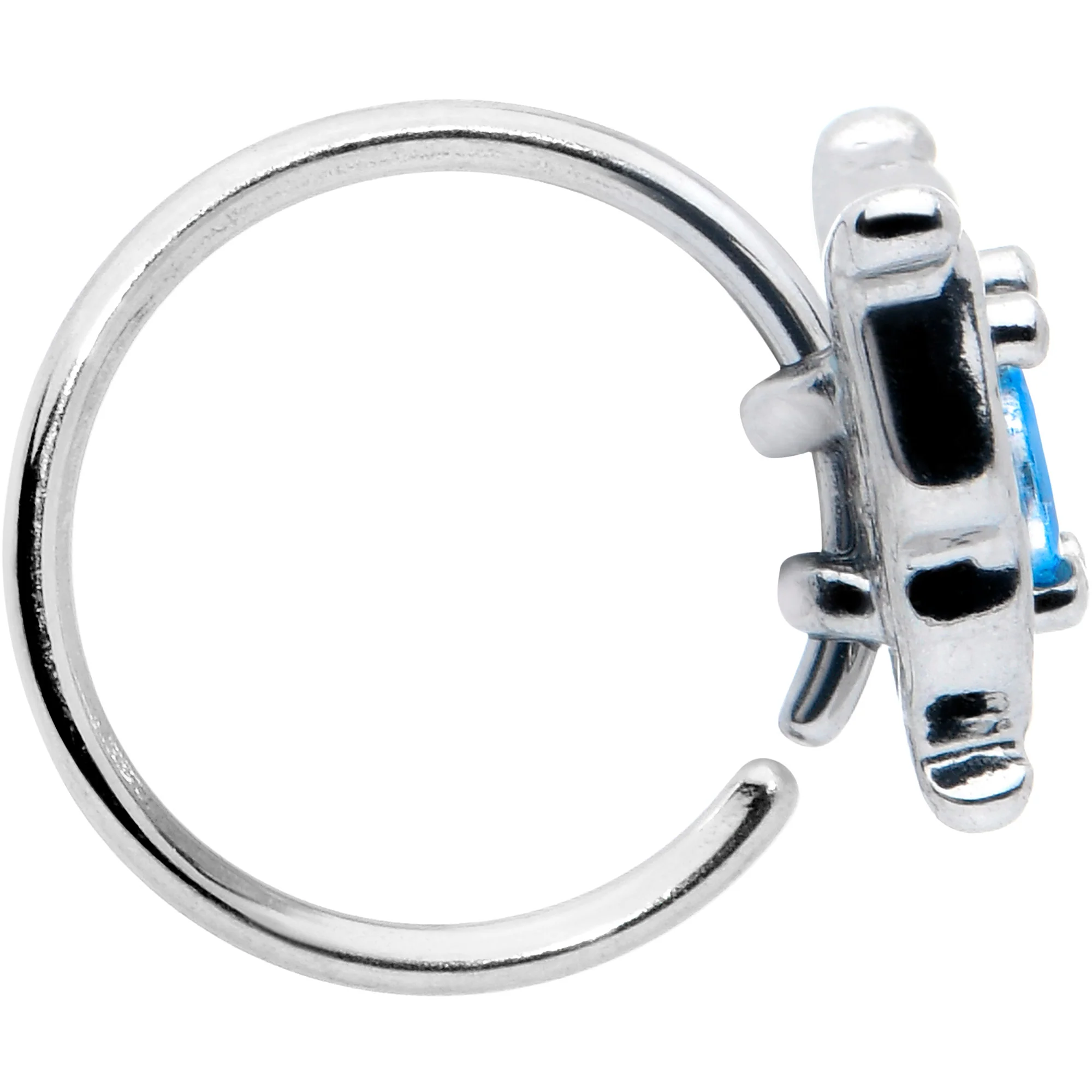 20G 5/16 Blue Gem Fancy Fab Butterfly Nose Hoop - Image 4