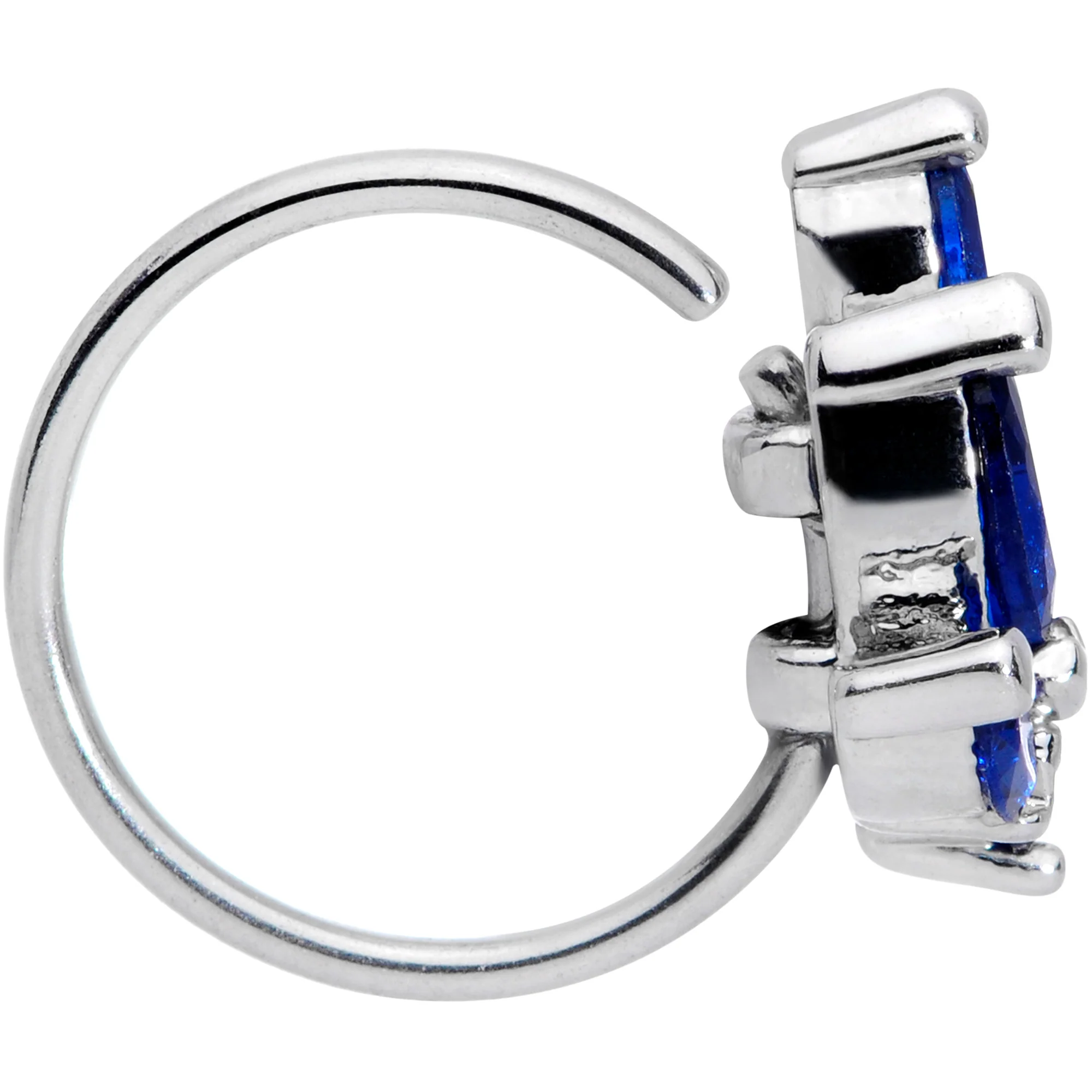 20G 5/16 Blue Gem Raindrop Nose Hoop - Image 3