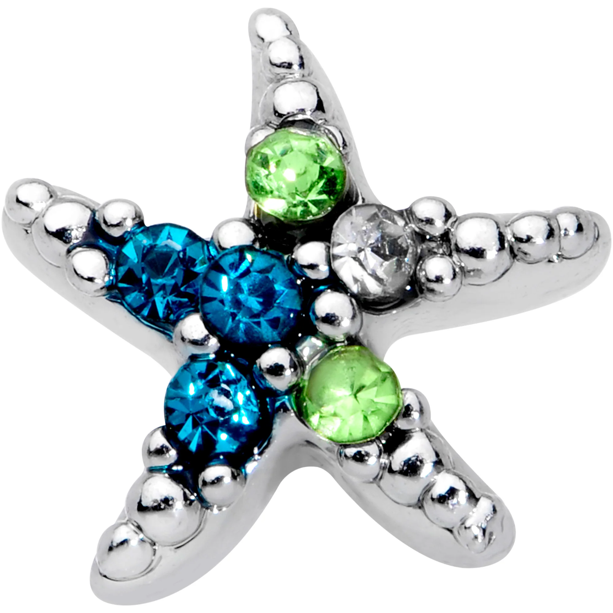 20G 5/16 Blue Green Gem Glam Starfish Nose Bone - Image 2