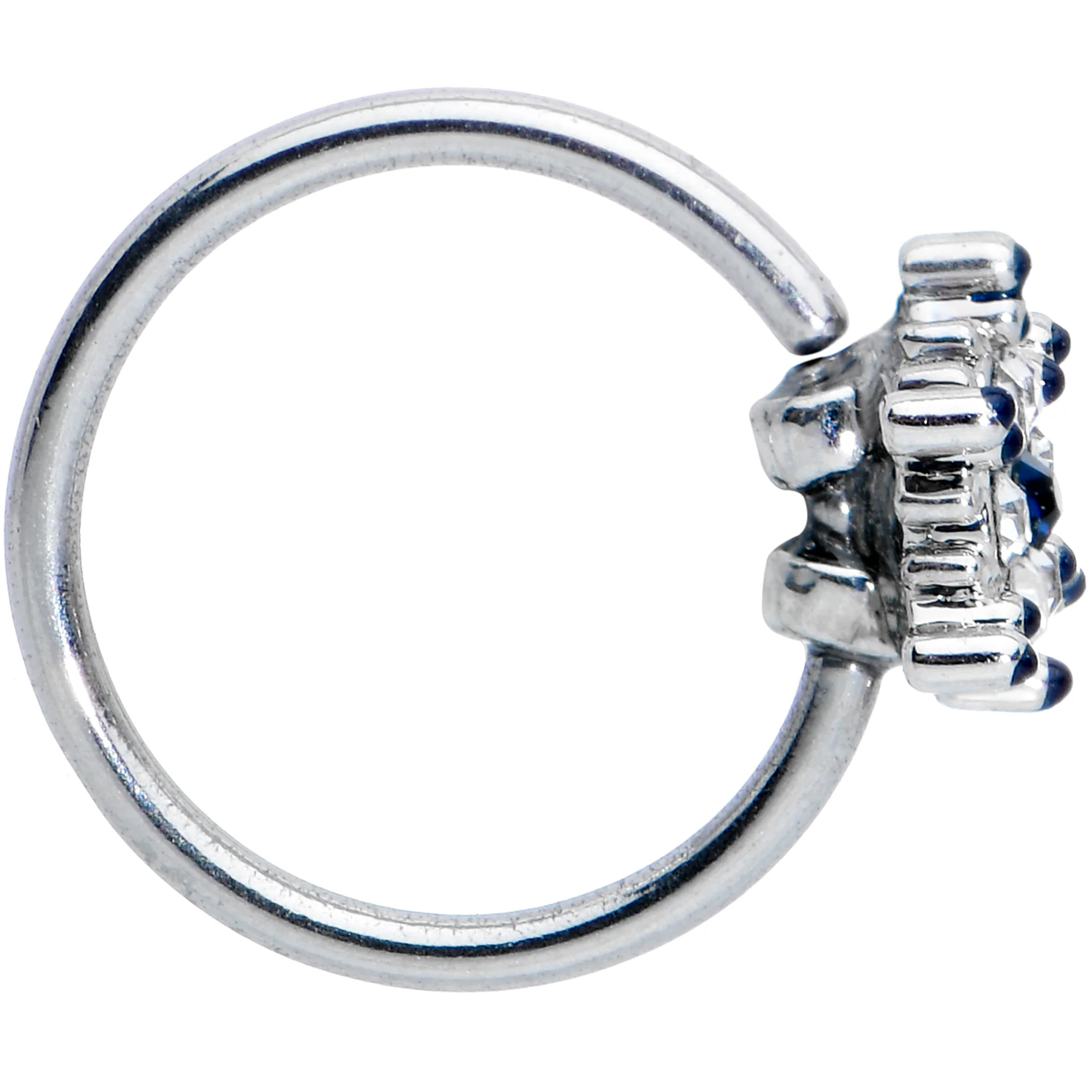 20G 5/16 Clear Blue Gem Festive Snowflake Nose Hoop - Image 3