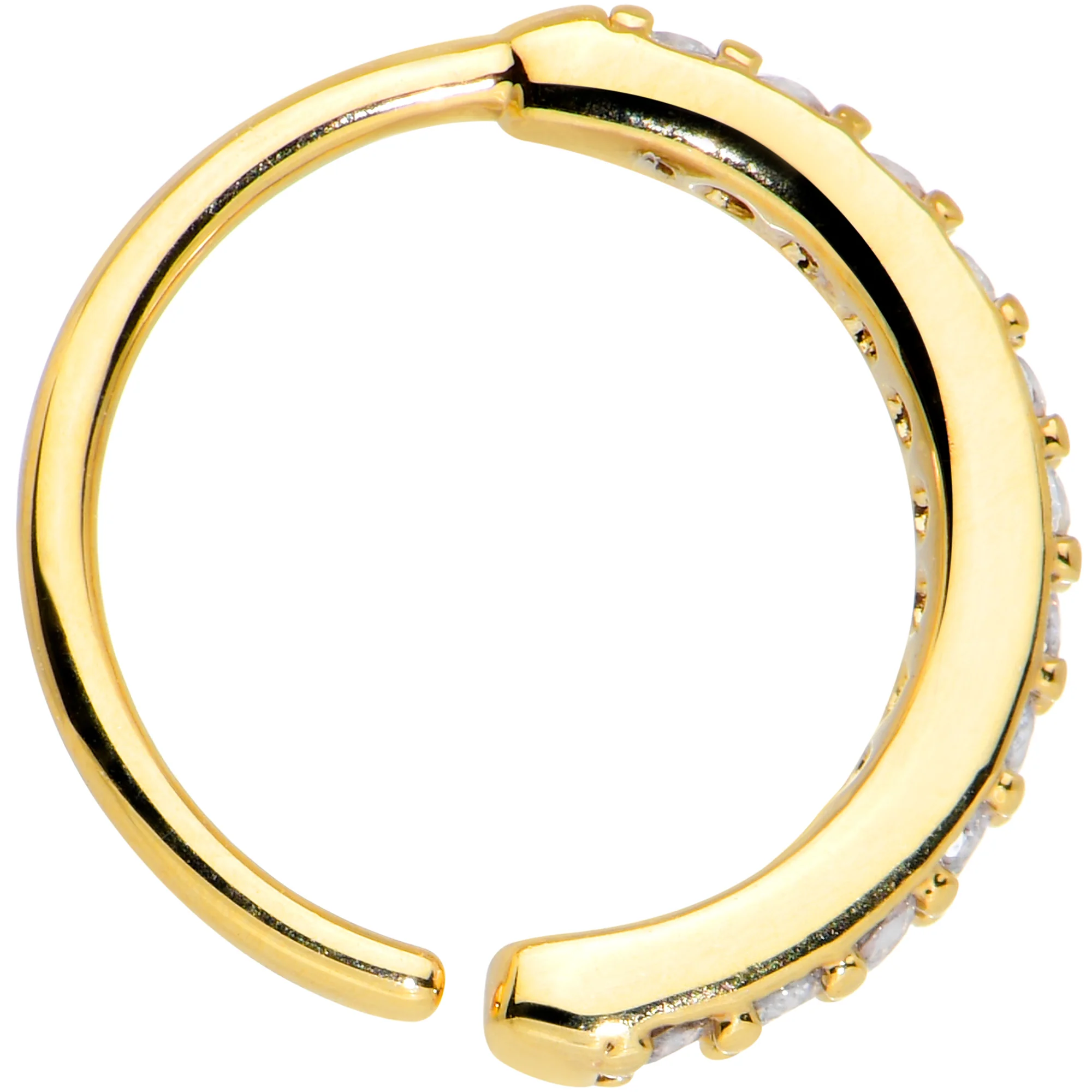 20G 5/16 Clear CZ Gem Gold Tone Forward Facing Nose Hoop - Image 2