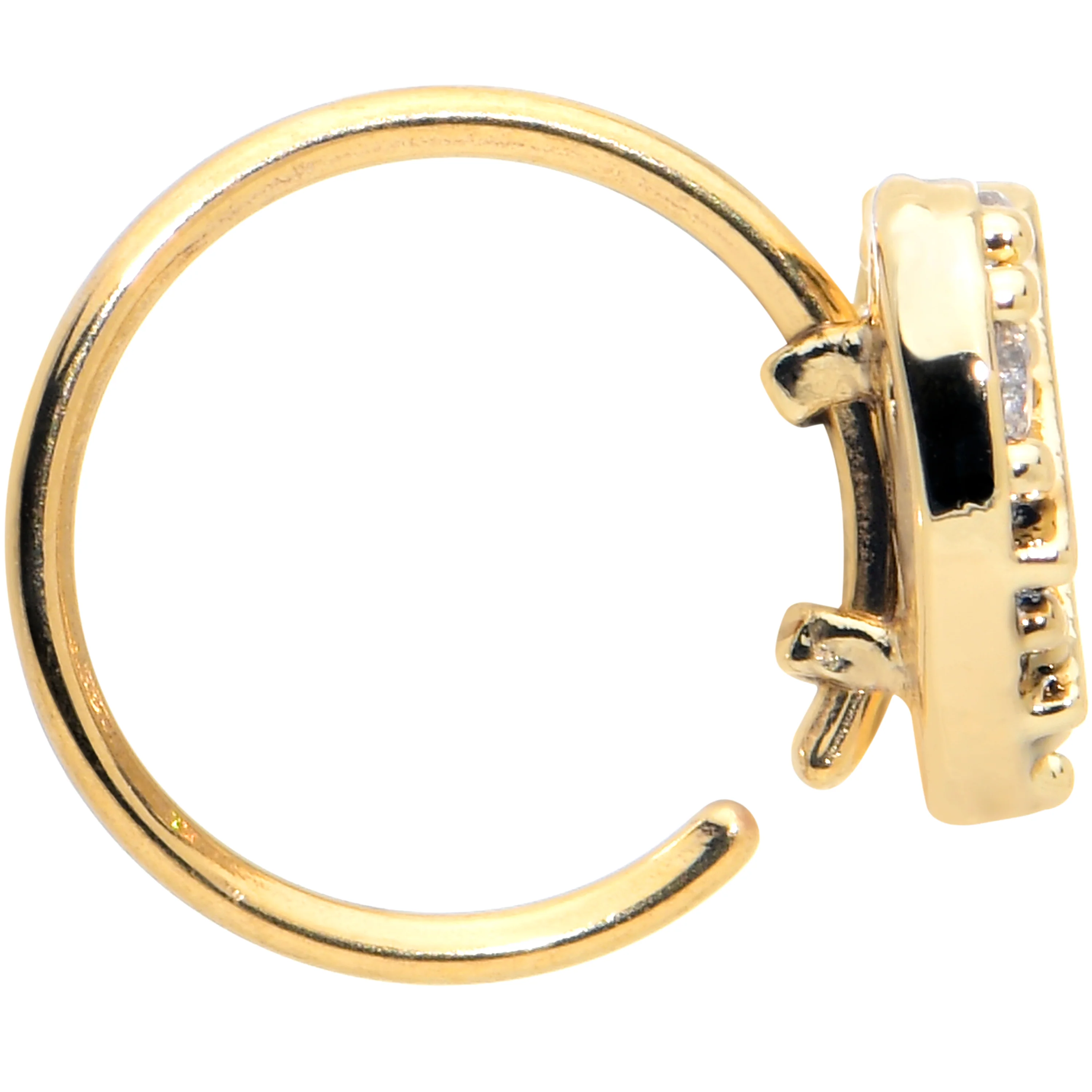 20G 5/16 Clear CZ Gem Gold Tone Lattice Heart Nose Hoop - Image 2