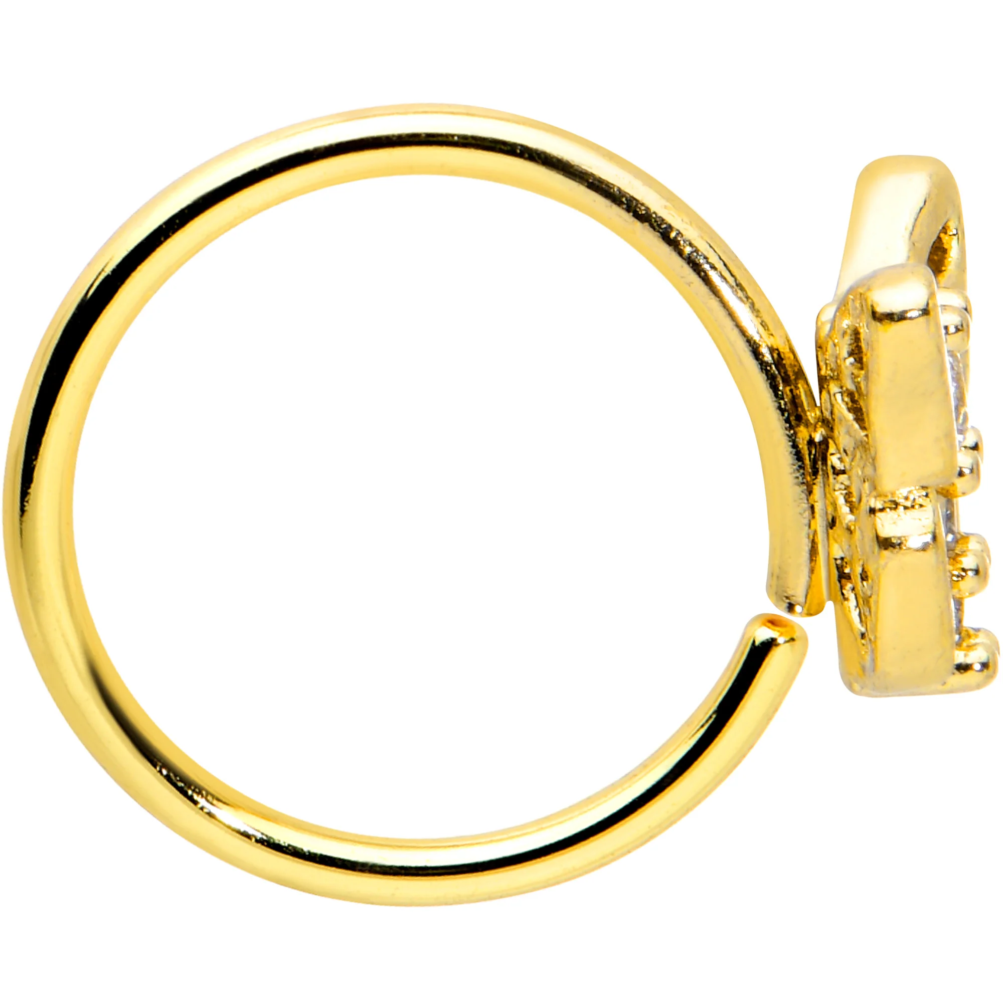 20G 5/16 Clear CZ Gem Gold Tone Open Butterfly Nose Hoop - Image 3