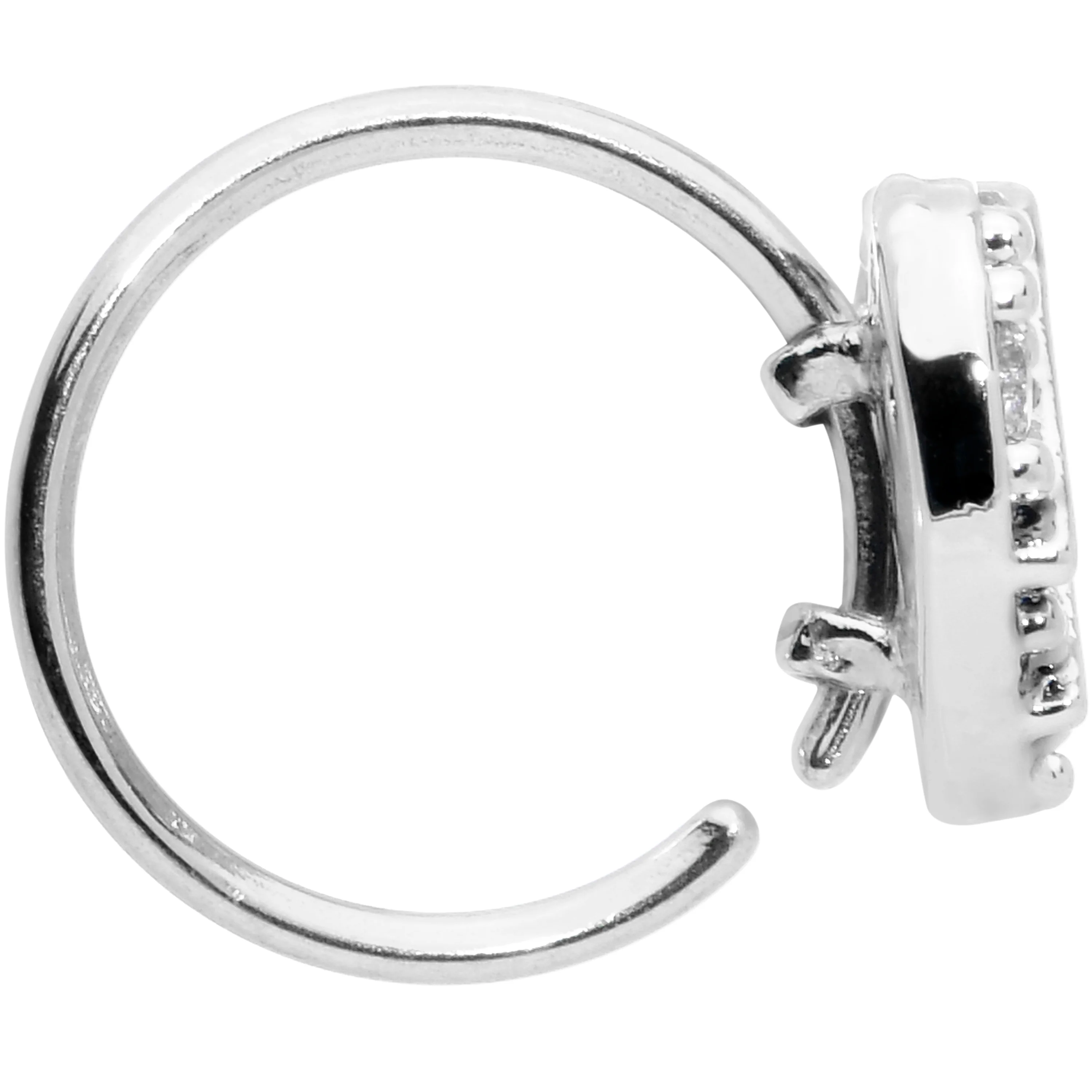 20G 5/16 Clear CZ Gem Lattice Heart Nose Hoop - Image 2