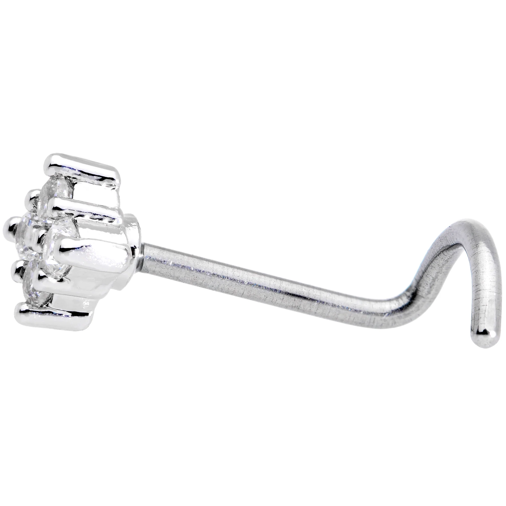 20G 5/16 Clear CZ Gem Princess Nose Screw - Image 3