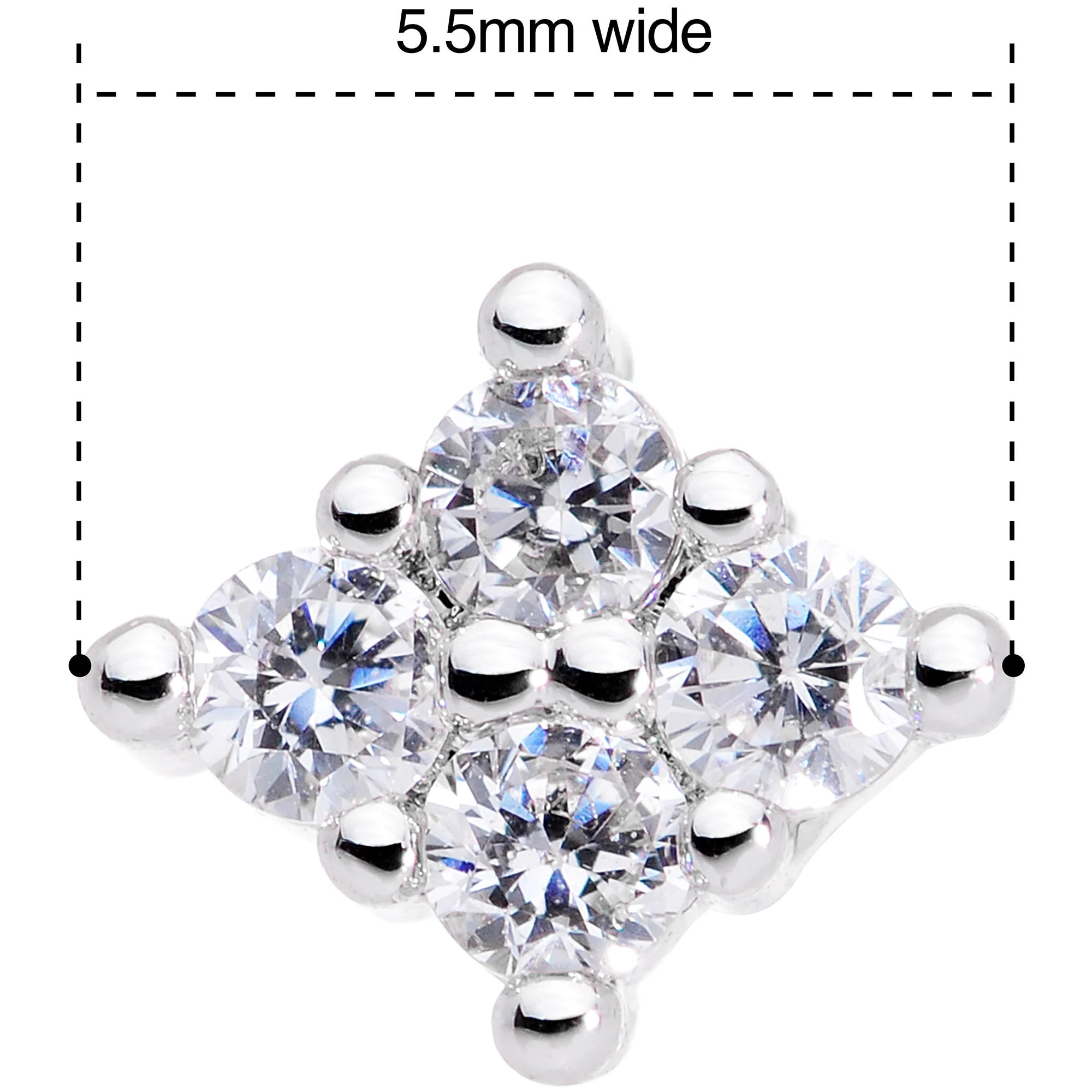 20G 5/16 Clear CZ Gem Princess Nose Screw - Image 4