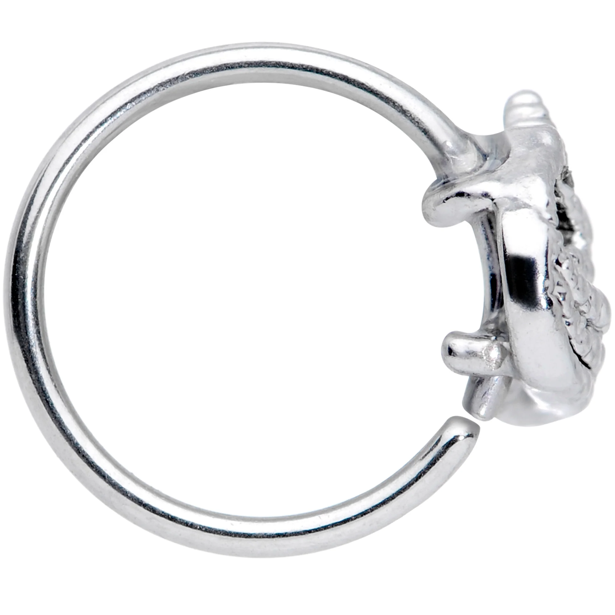 20G 5/16 Clear CZ Gem Silhouette Unicorn Nose Hoop - Image 2