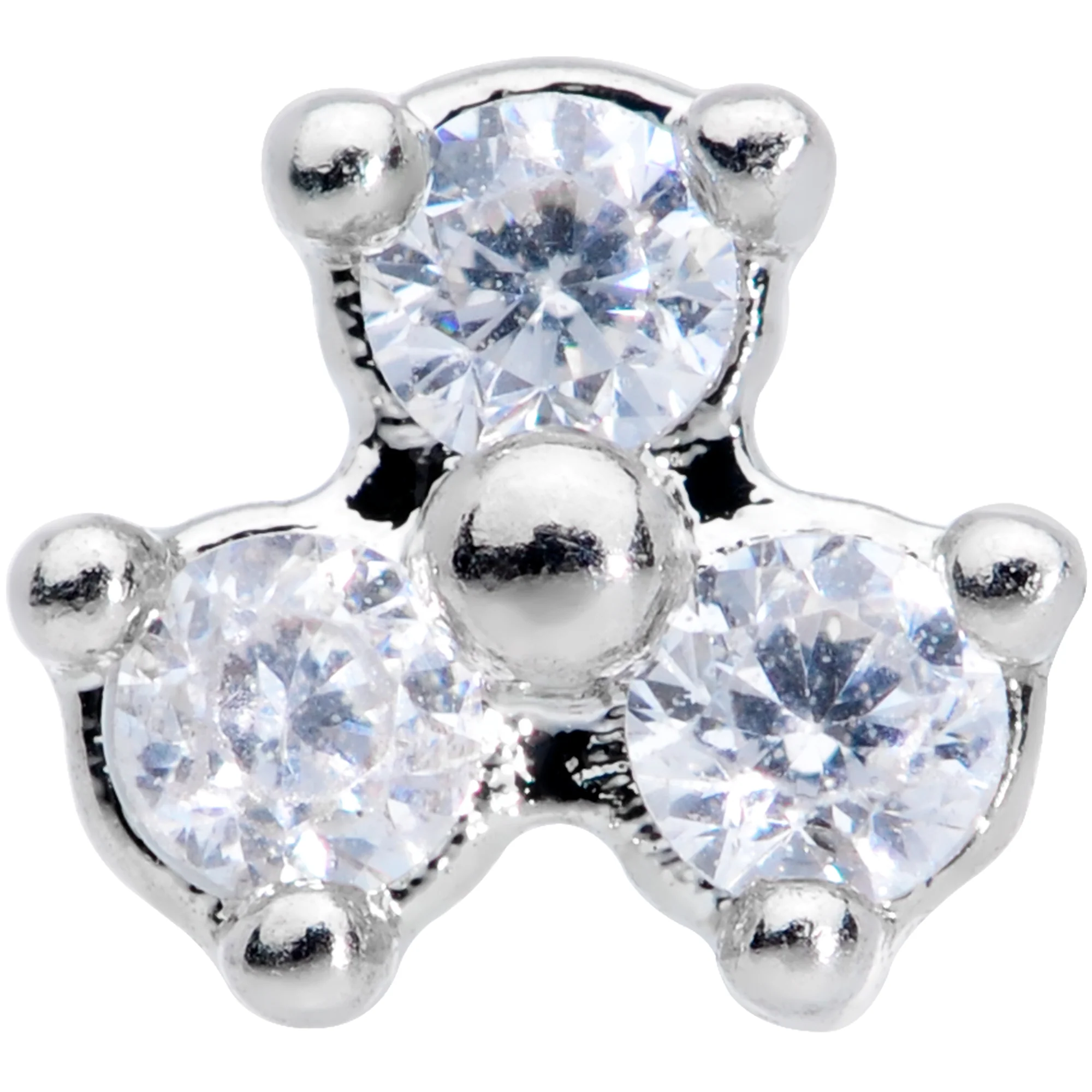 20G 5/16 Clear CZ Gem Triple Triangle Nose Bone - Image 2