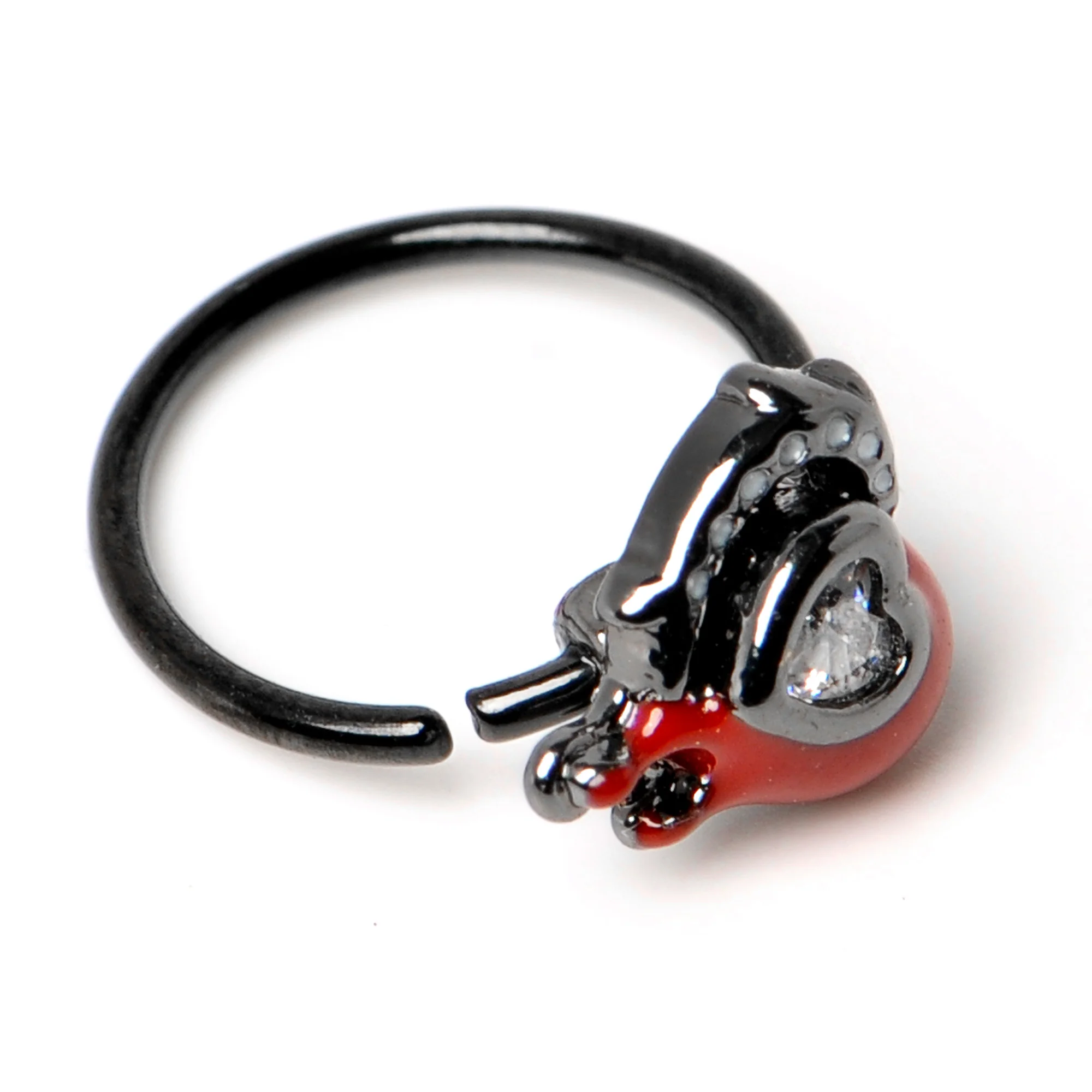 20G 5/16 Clear Gem Black Bleeding Heart Nose Hoop - Image 5