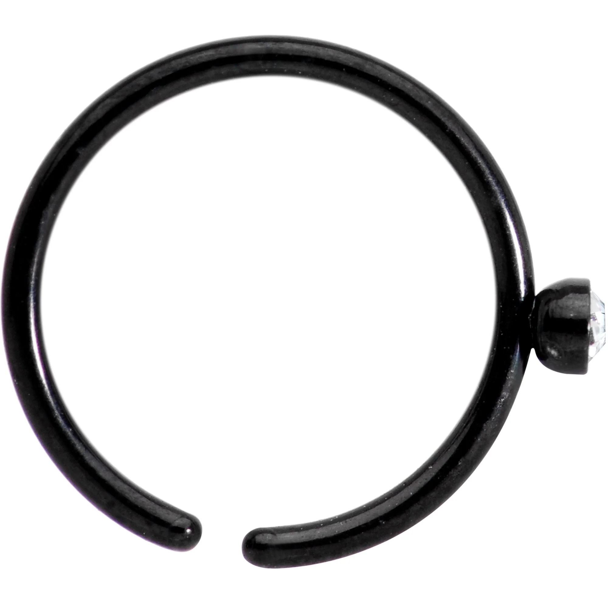 20G 5/16 Clear Gem Black Seamless Circular Ring - Image 2
