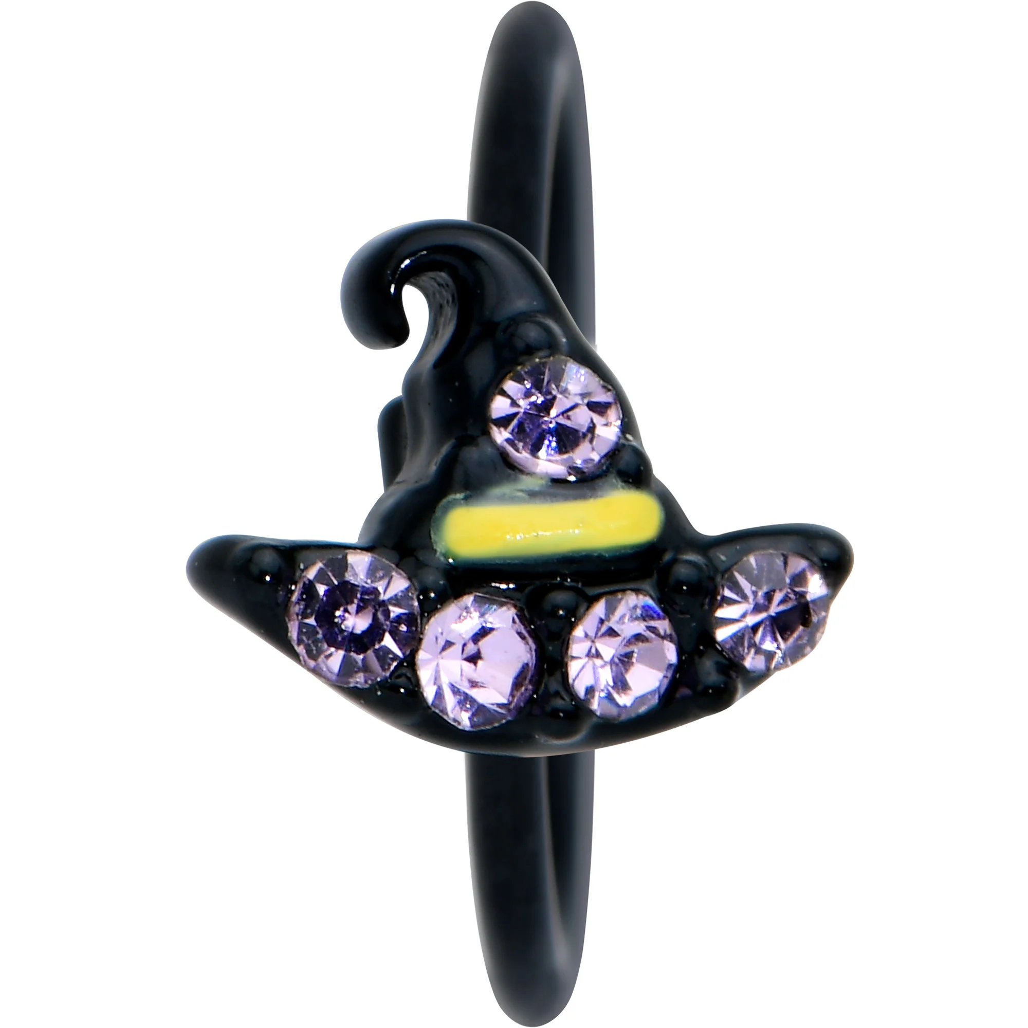 20G 5/16 Clear Gem Black Witch Hat Halloween Nose Hoop - Image 2