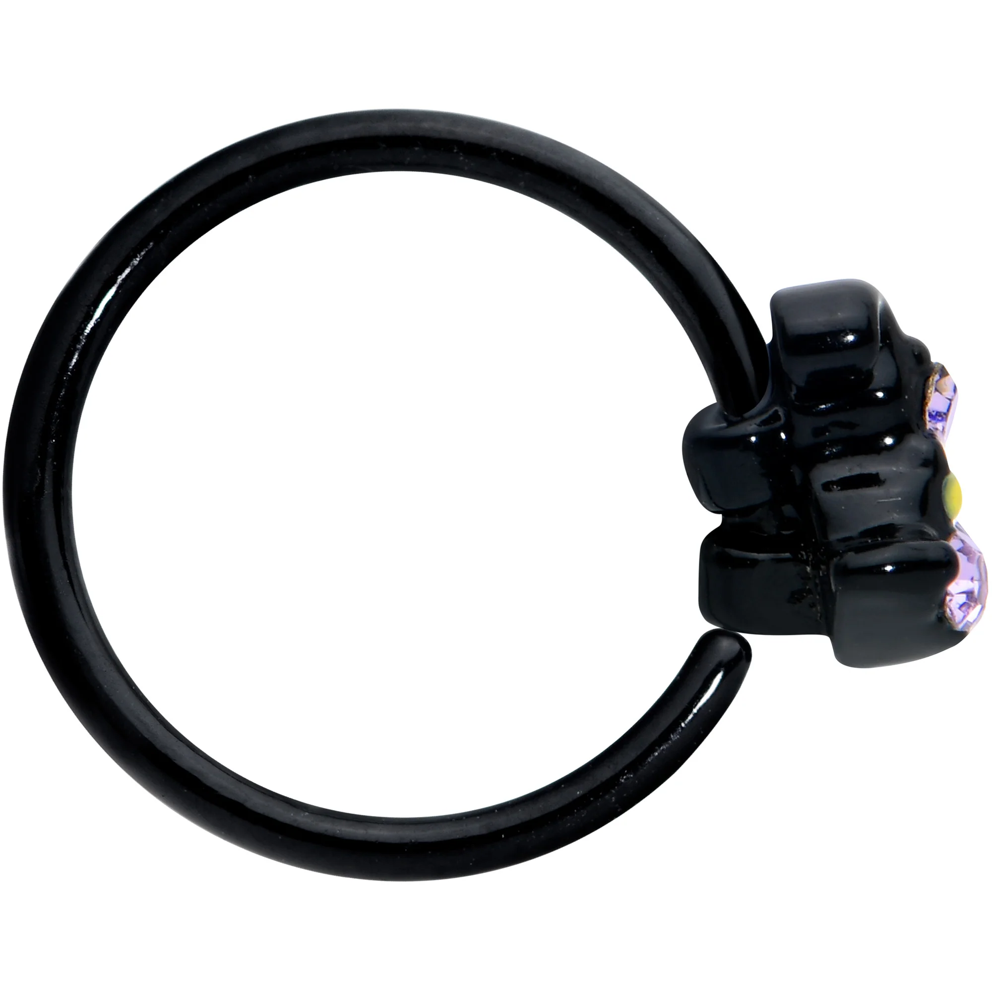 20G 5/16 Clear Gem Black Witch Hat Halloween Nose Hoop - Image 3