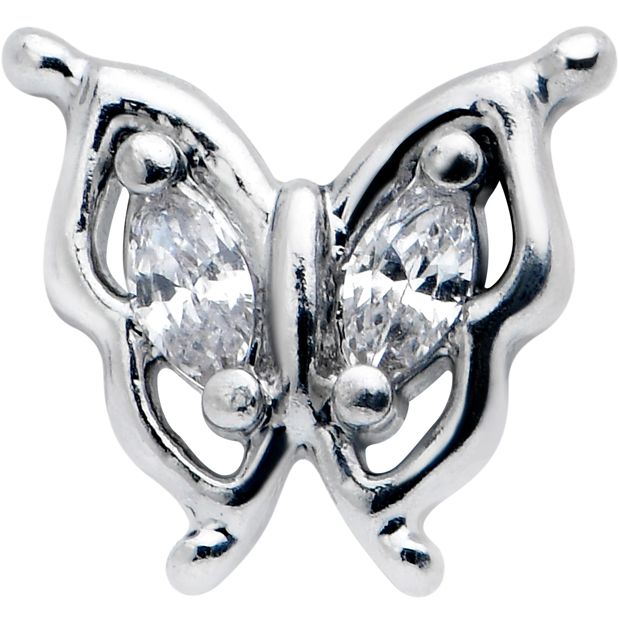 20G 5/16 Clear Gem Fancy Fab Butterfly Nose Hoop - Image 3