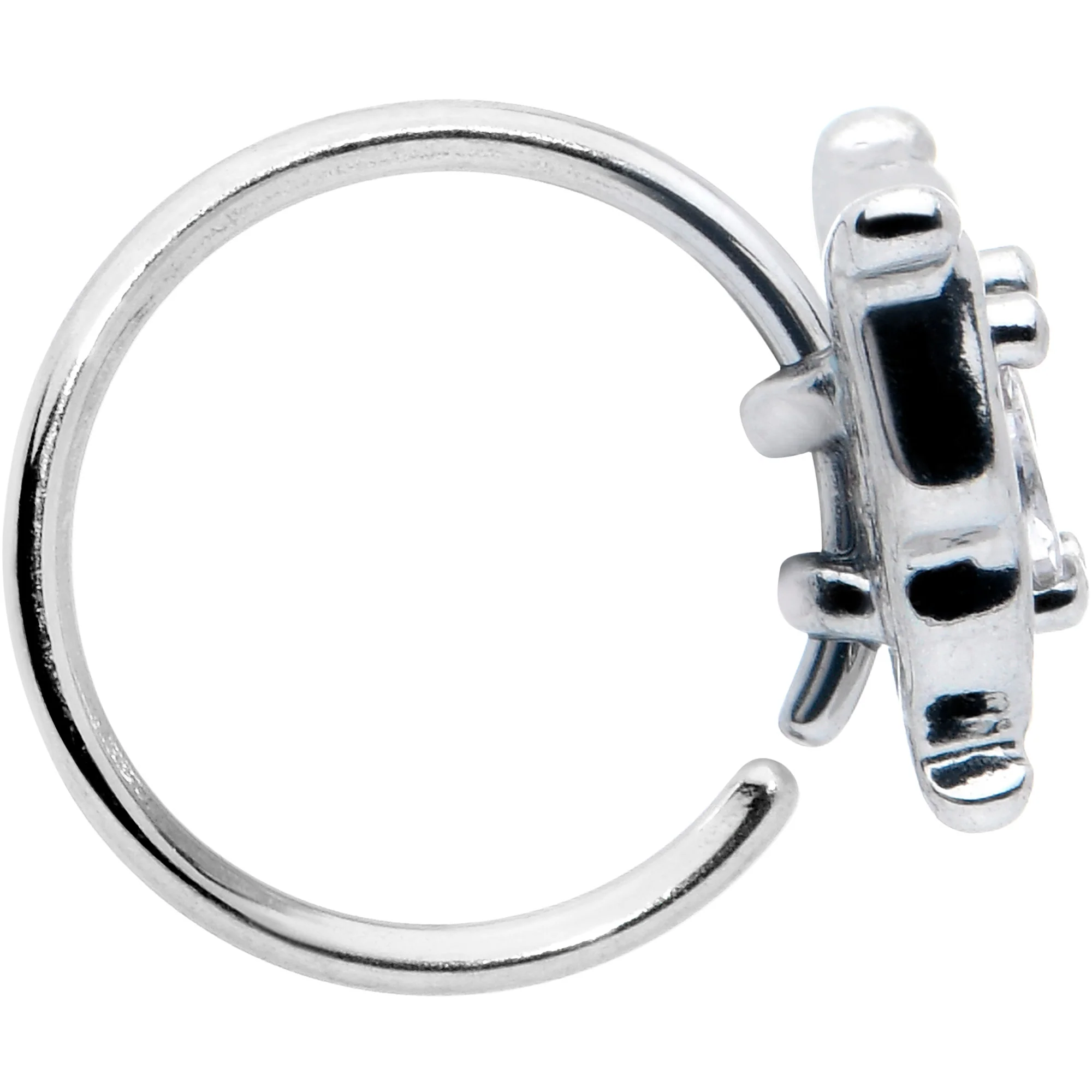 20G 5/16 Clear Gem Fancy Fab Butterfly Nose Hoop - Image 4
