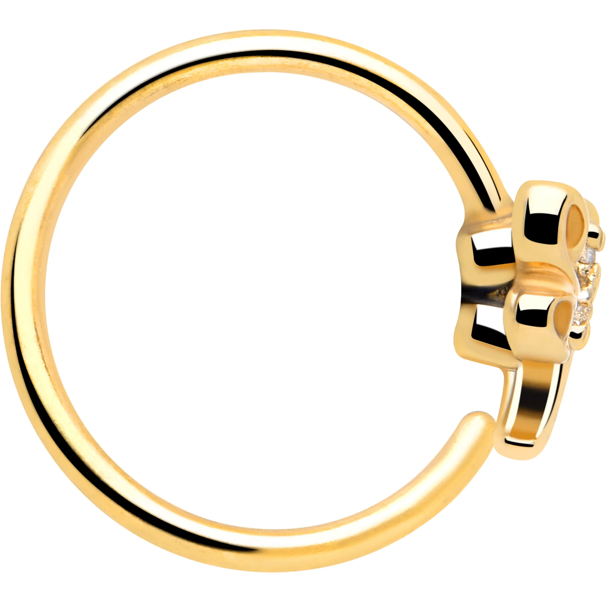 20G 5/16 Clear Gem Gold Tone Filigree Dragonfly Nose Hoop - Image 4