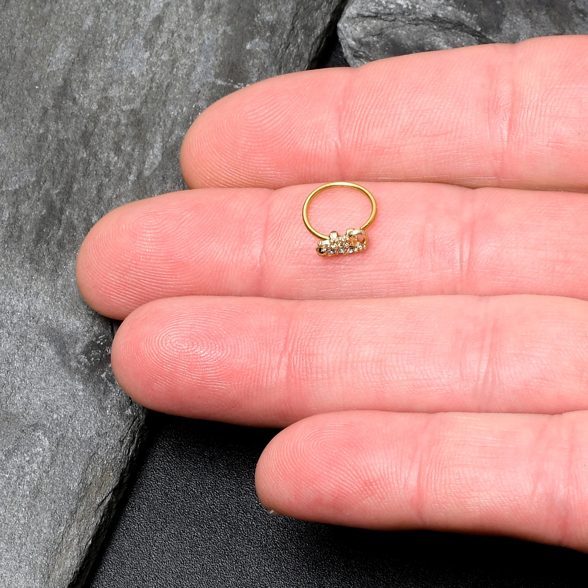 20G 5/16 Clear Gem Gold Tone Luscious Lizard Nose Hoop - Image 4