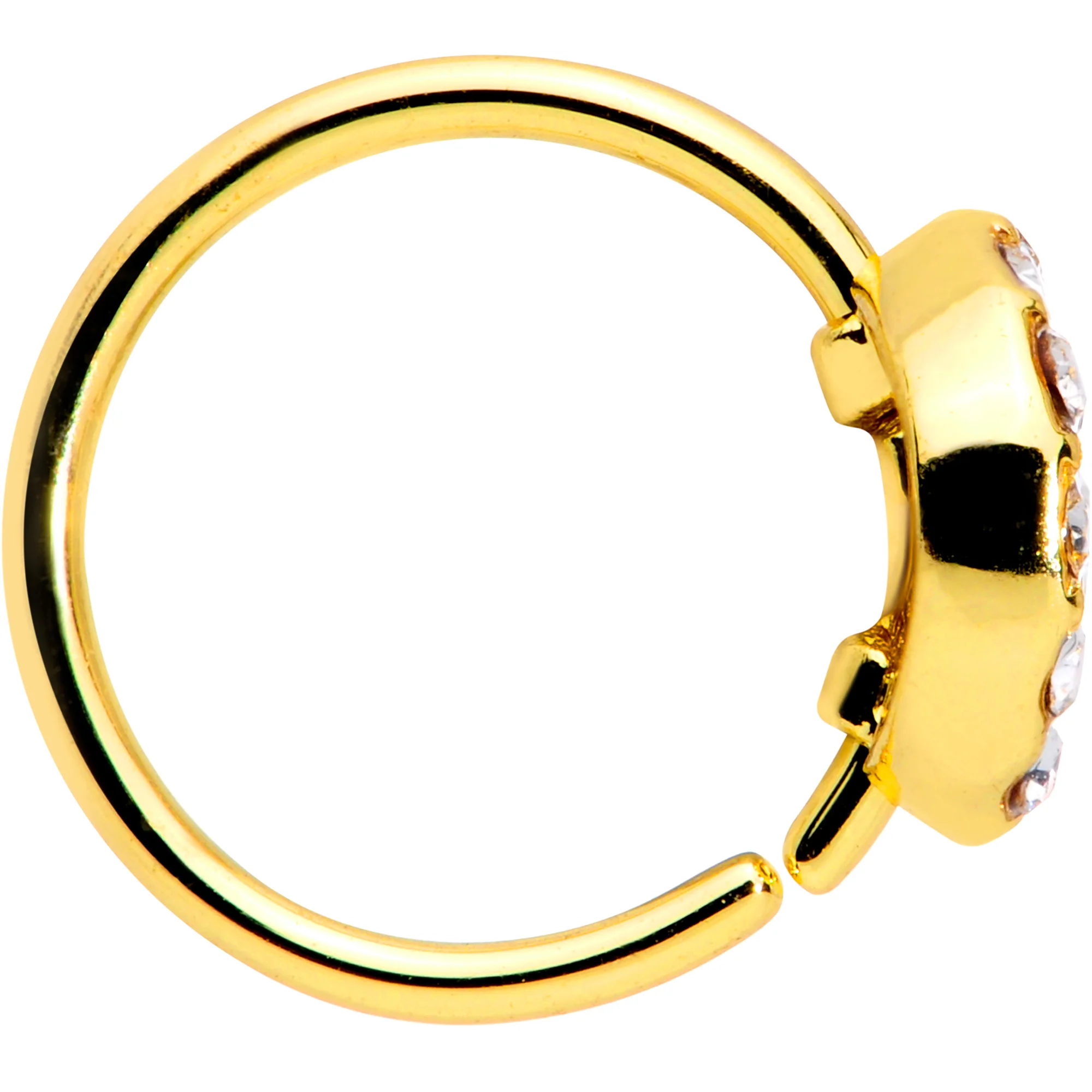 20G 5/16 Clear Gem Gold Tone Peace Sign Nose Hoop - Image 2
