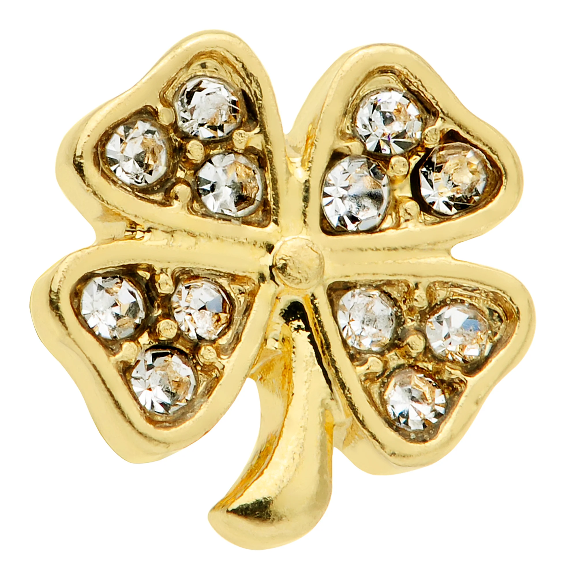 20G 5/16 Clear Gem Gold Tone Shamrock St Patricks Day Nose Hoop - Image 2