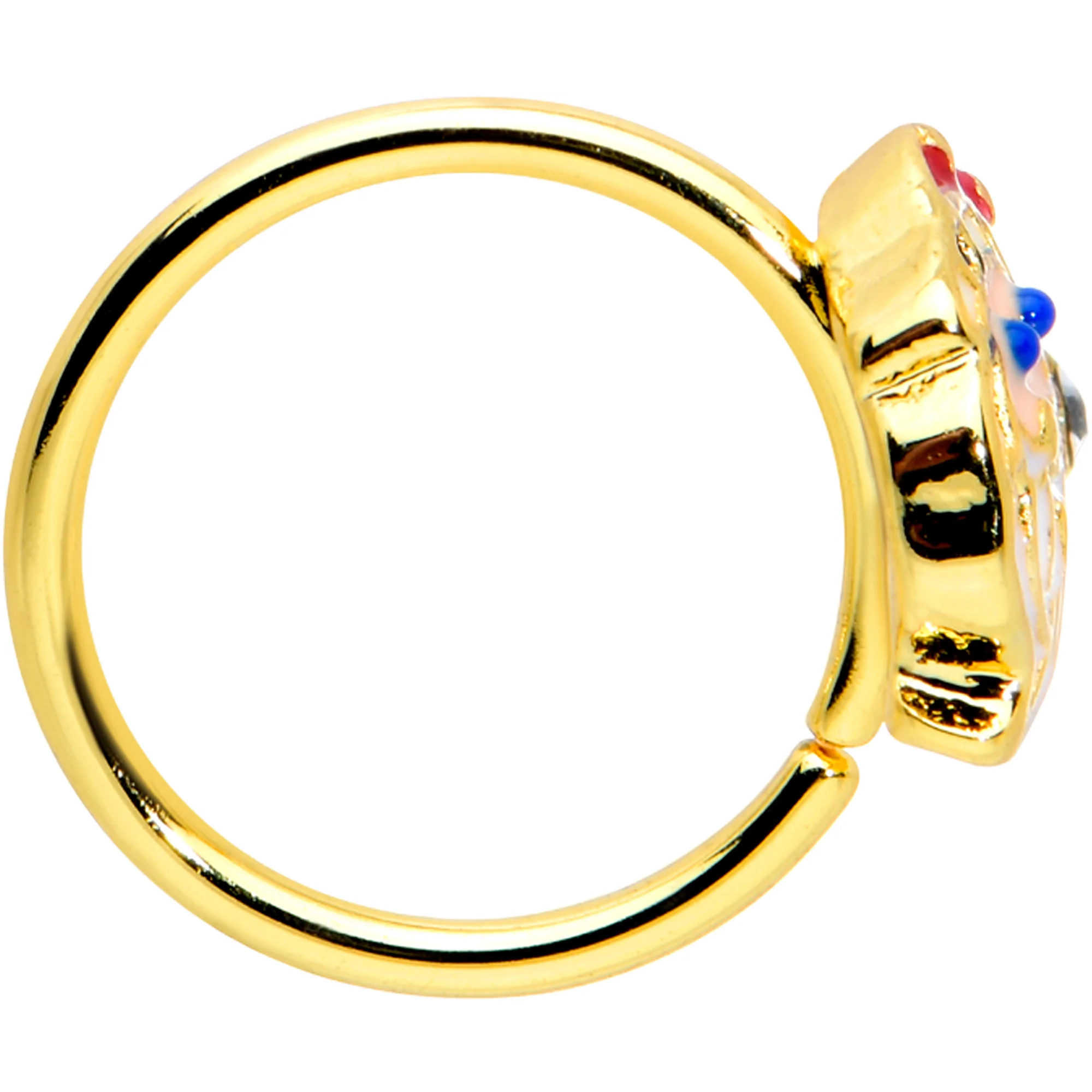 20G 5/16 Clear Gem Gold Tone Snazzy Santa Christmas Nose Hoop - Image 3
