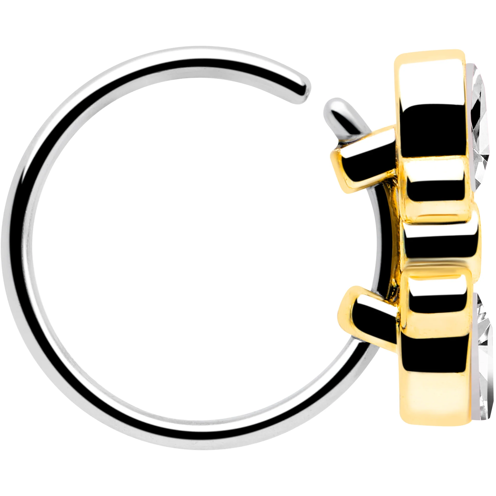 20G 5/16 Clear Gem Golden Crown Deluxe Nose Hoop - Image 4