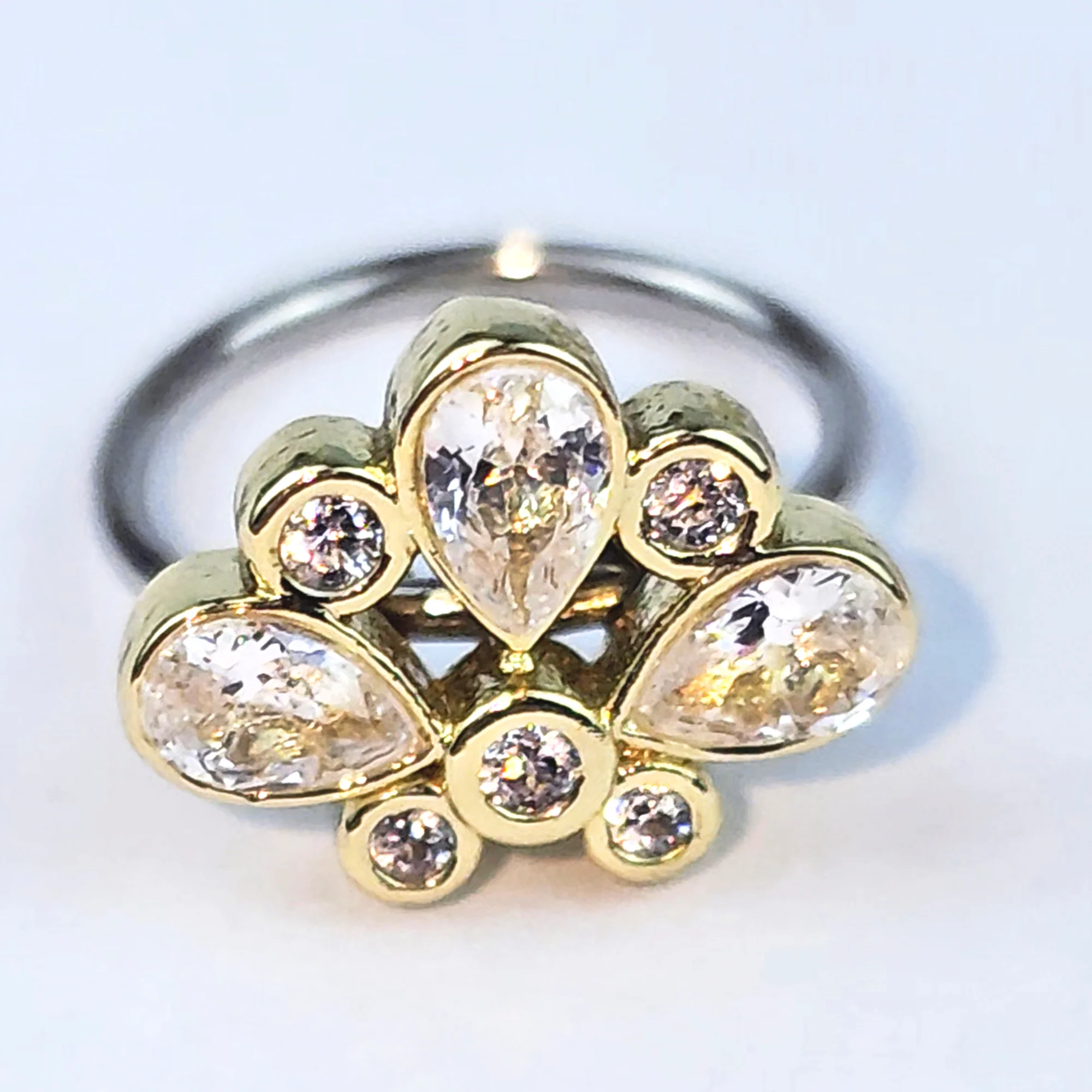 20G 5/16 Clear Gem Golden Crown Deluxe Nose Hoop - Image 6