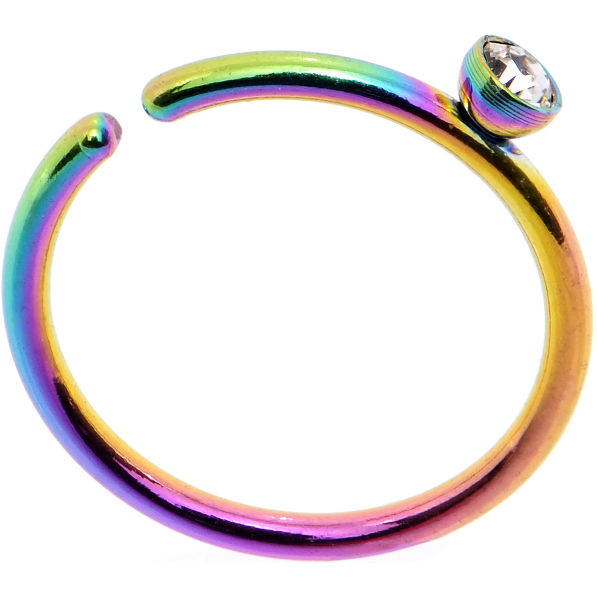 20G 5/16 Clear Gem Rainbow IP Seamless Circular Ring - Image 2