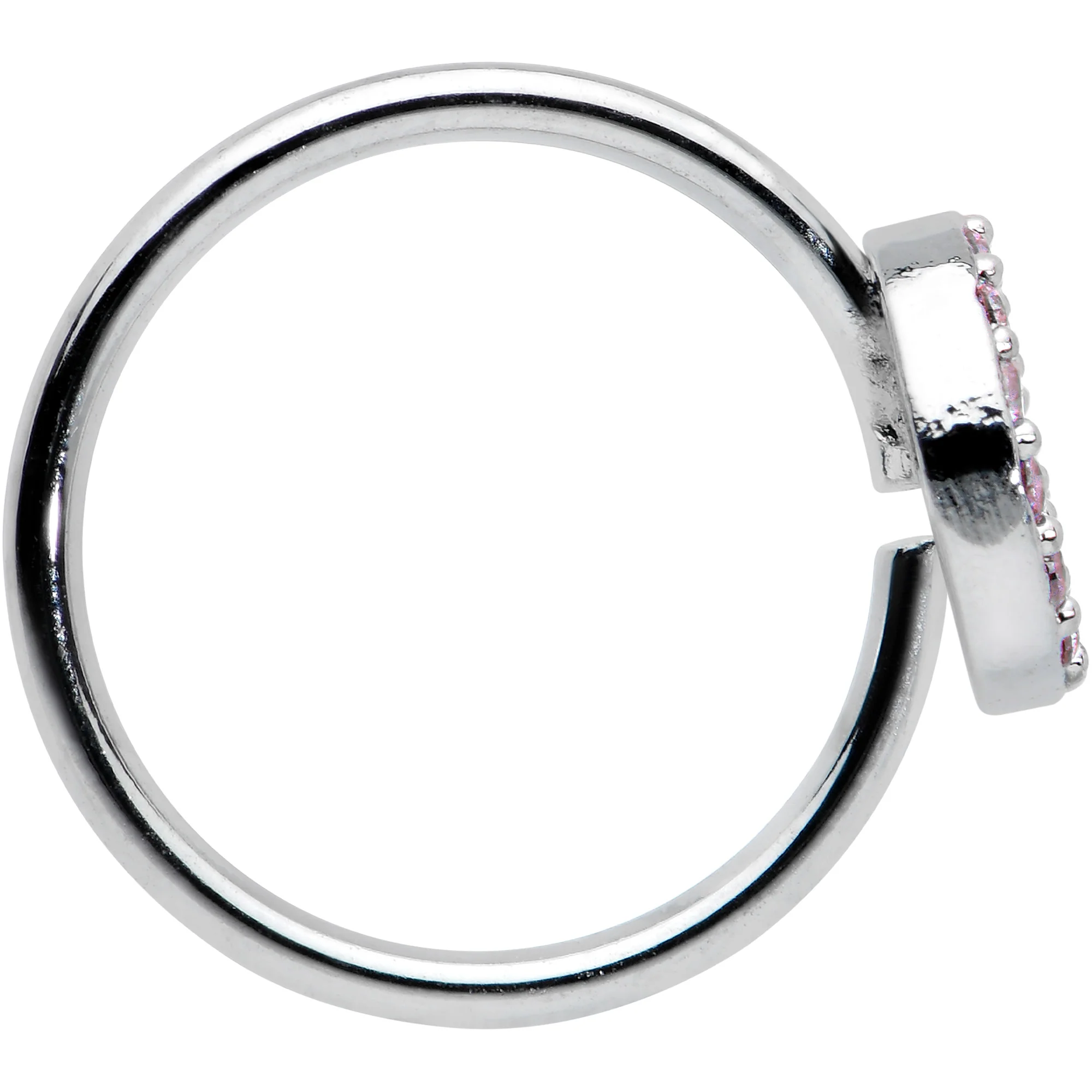 20G 5/16 Faint Pink Gem Retro Peace Sign Seamless Nose Hoop - Image 3