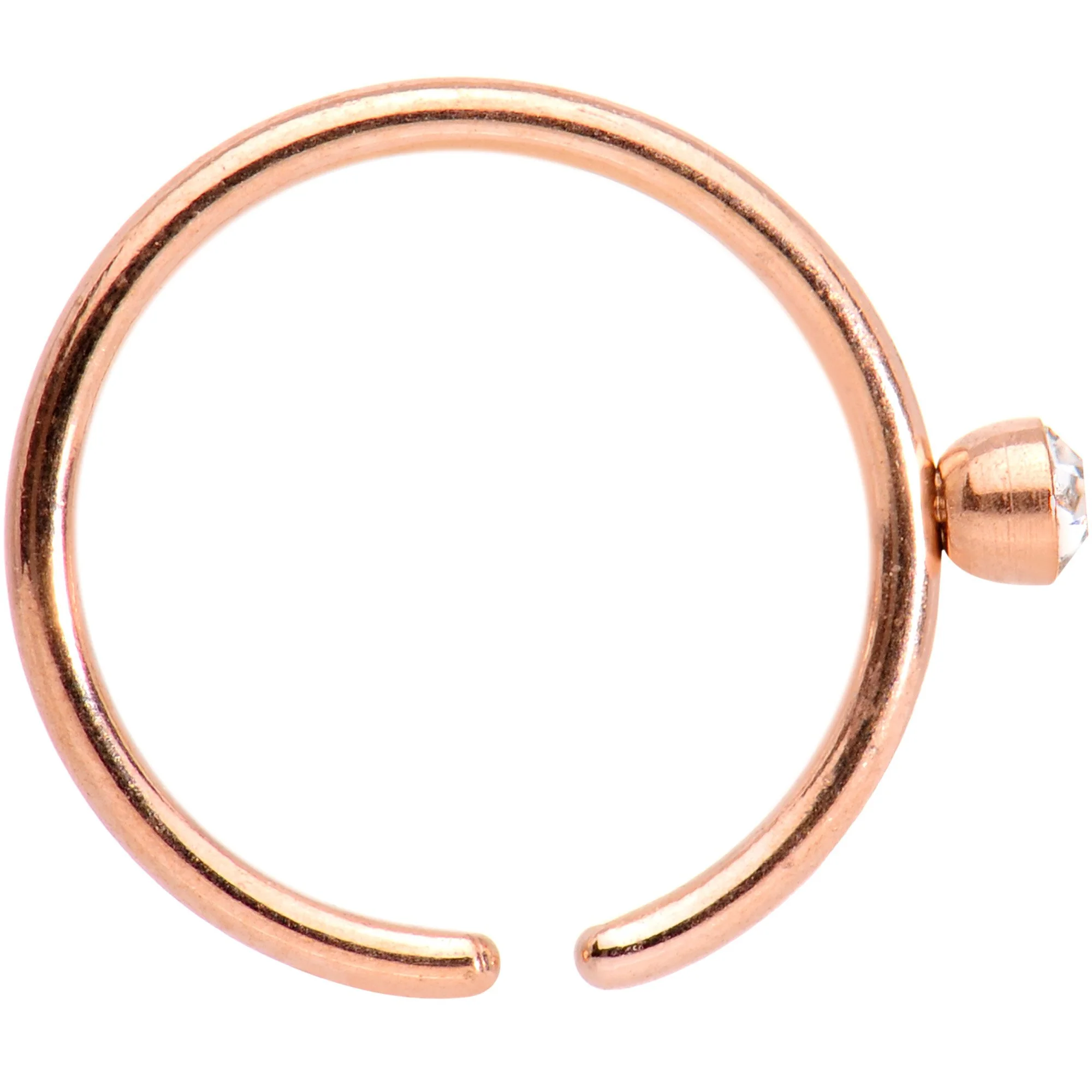 20G 5/16 Clear Gem Rose Gold Tone IP Seamless Circular Ring - Image 2