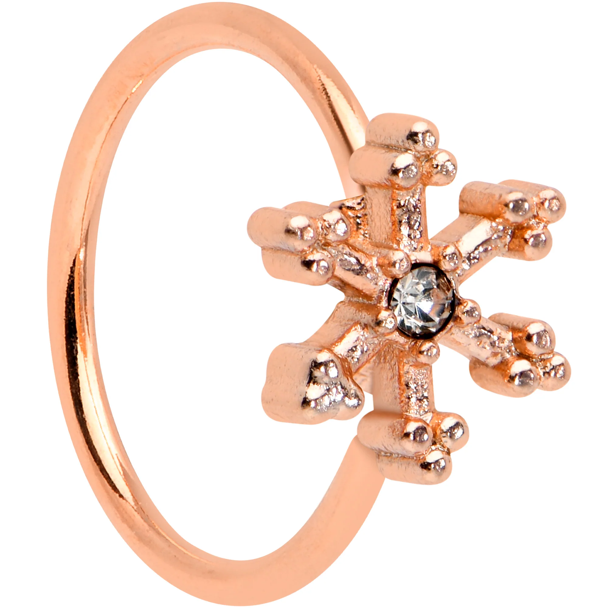 20G 5/16 Clear Gem Rose Gold Tone Sweet Snowflake Nose Hoop