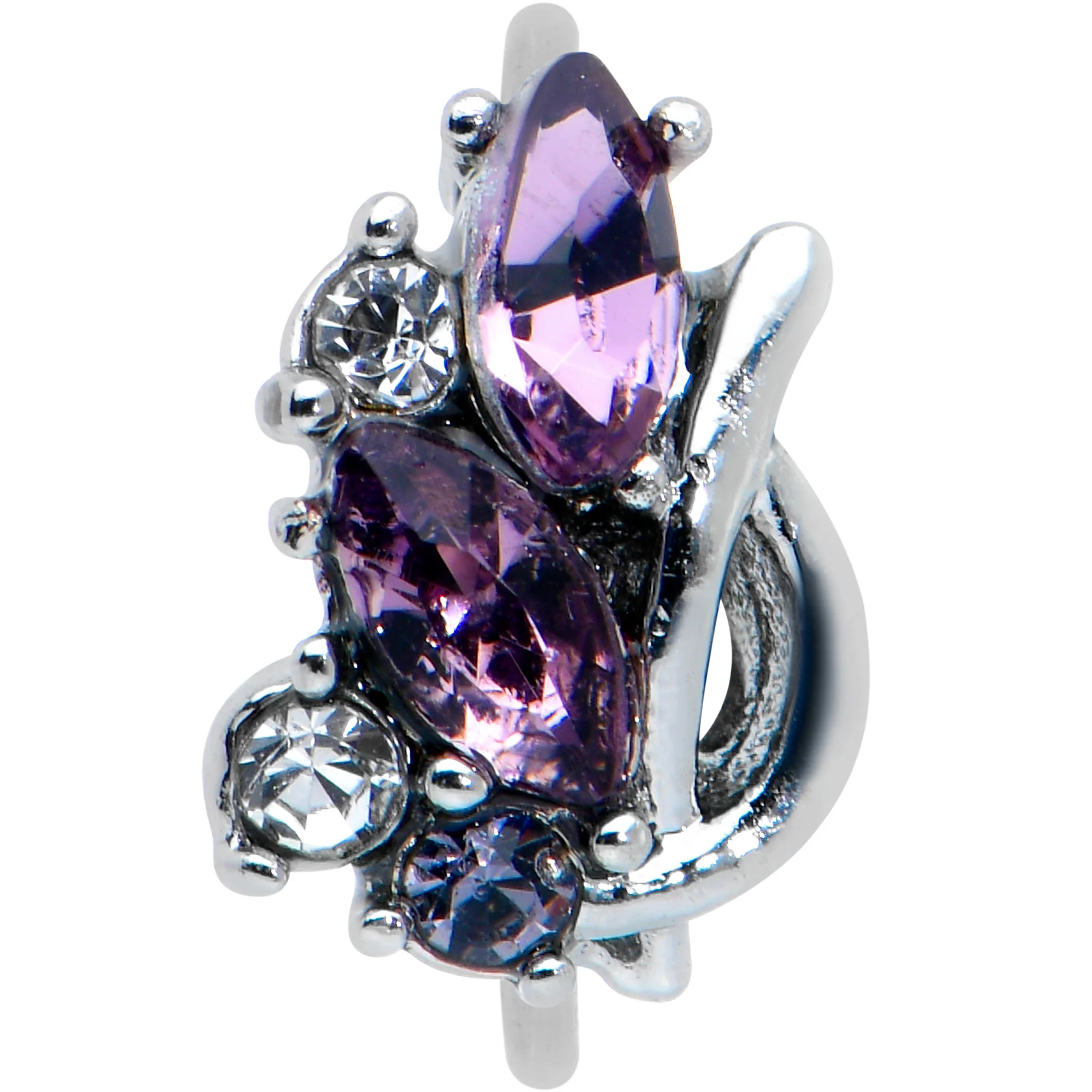 20G 5/16 Clear Purple Gem Abstract Elegance Nose Hoop - Image 2