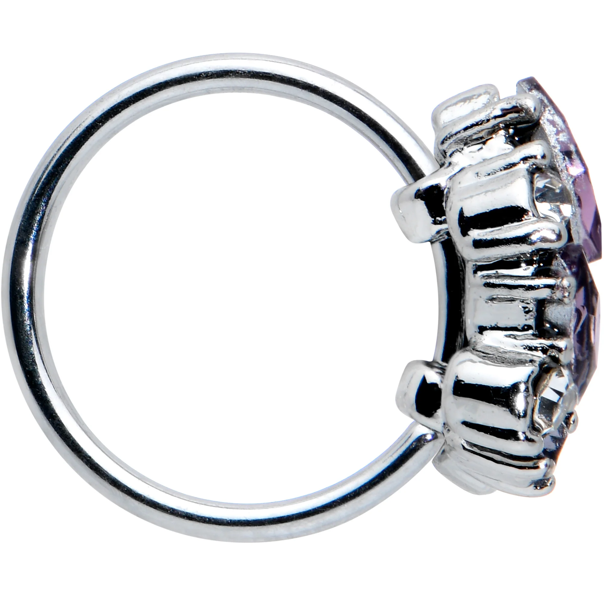 20G 5/16 Clear Purple Gem Abstract Elegance Nose Hoop - Image 3