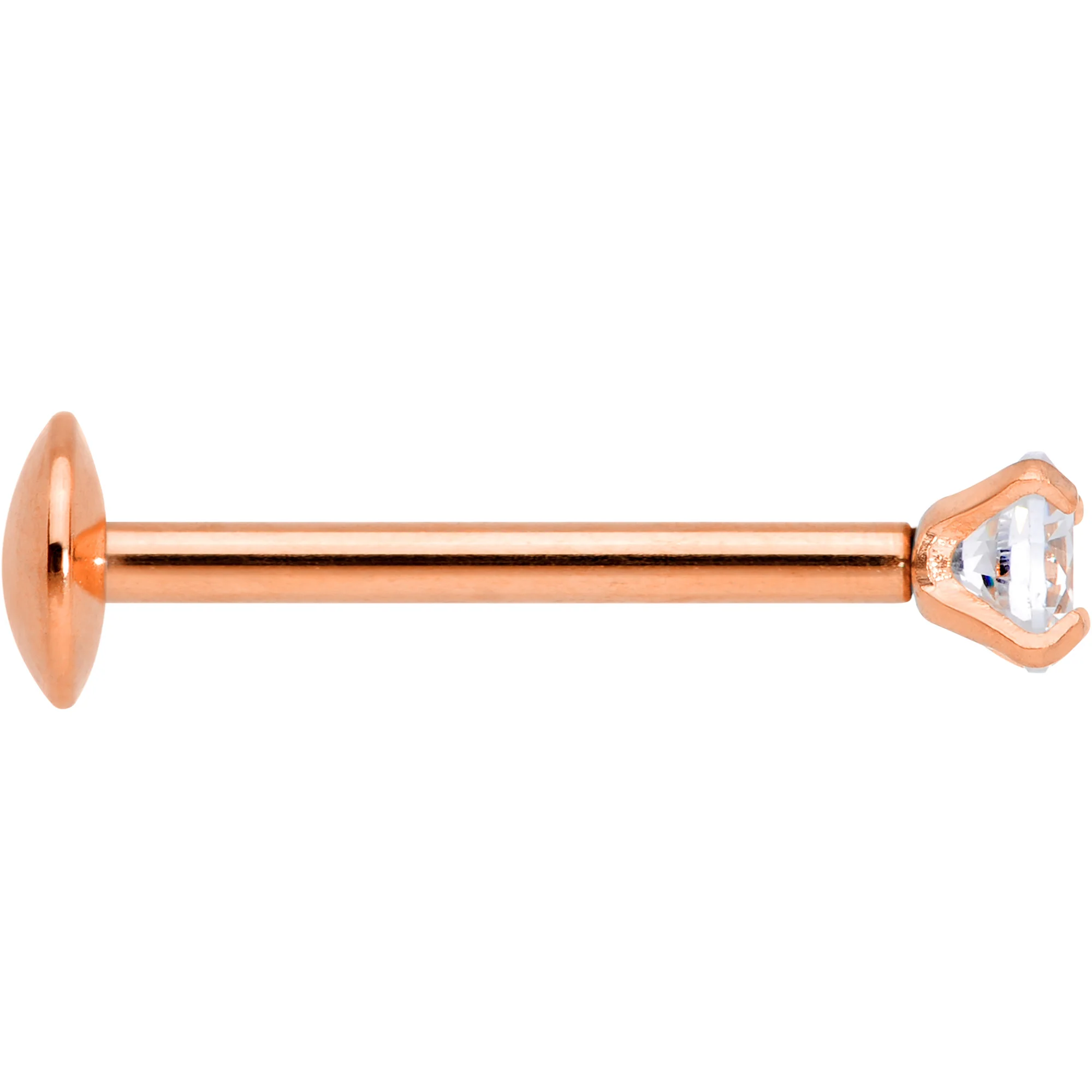 20G 5/16 CZ Rose Gold PVD 2mm Threadless Push In Labret Tragus - Image 3
