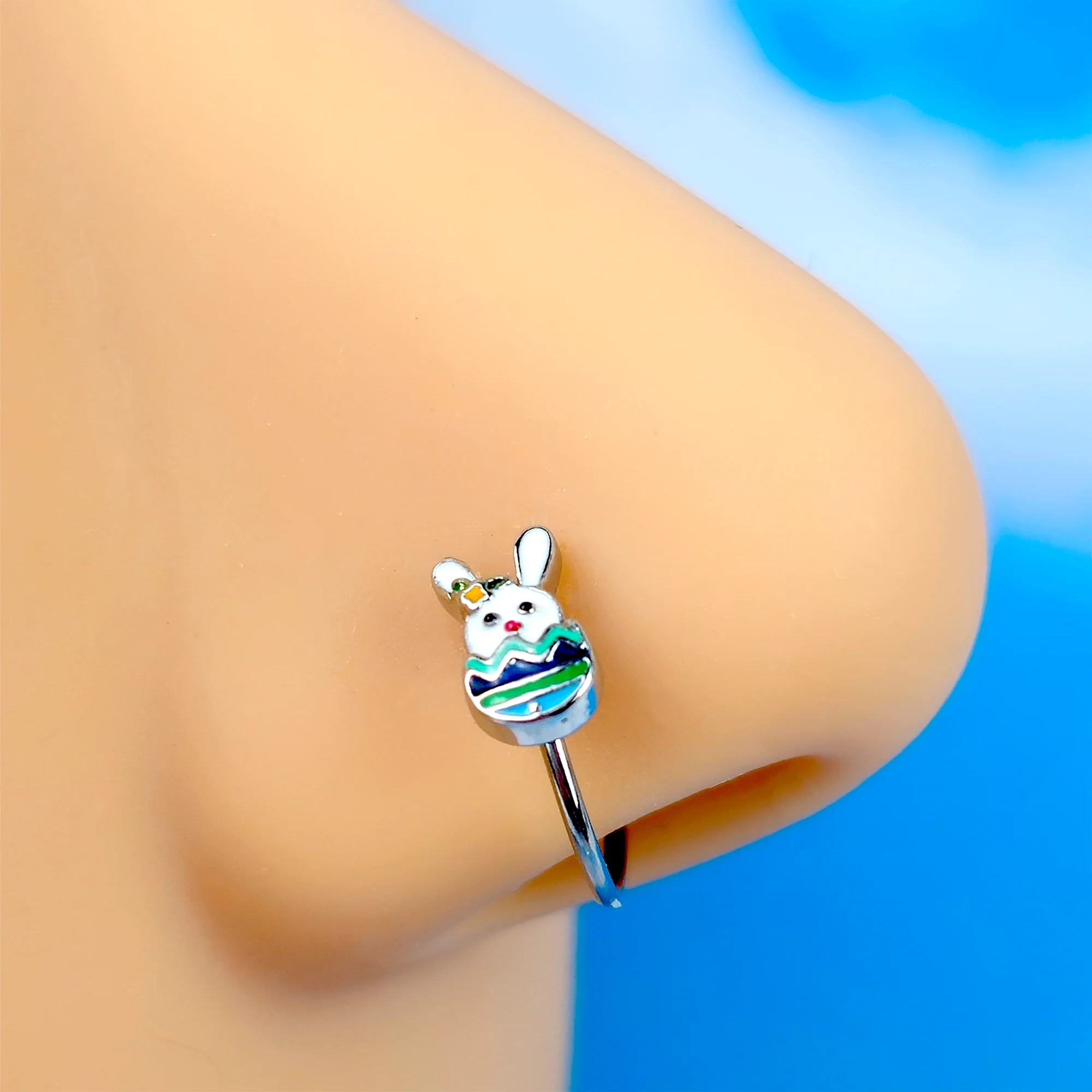 20G 5/16 Easter Bunny Egg Nose Hoop