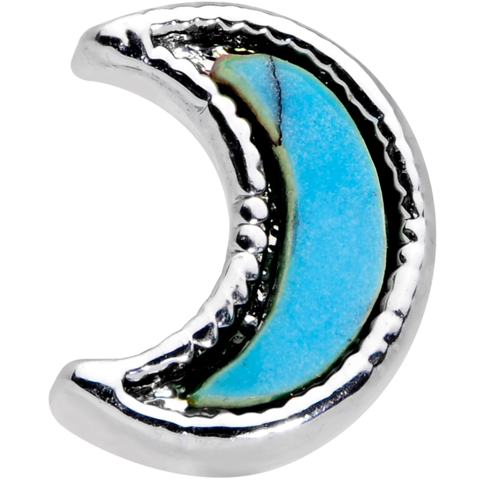 20G 5/16 Faux Turquoise Crescent Moon Nose Hoop - Image 2