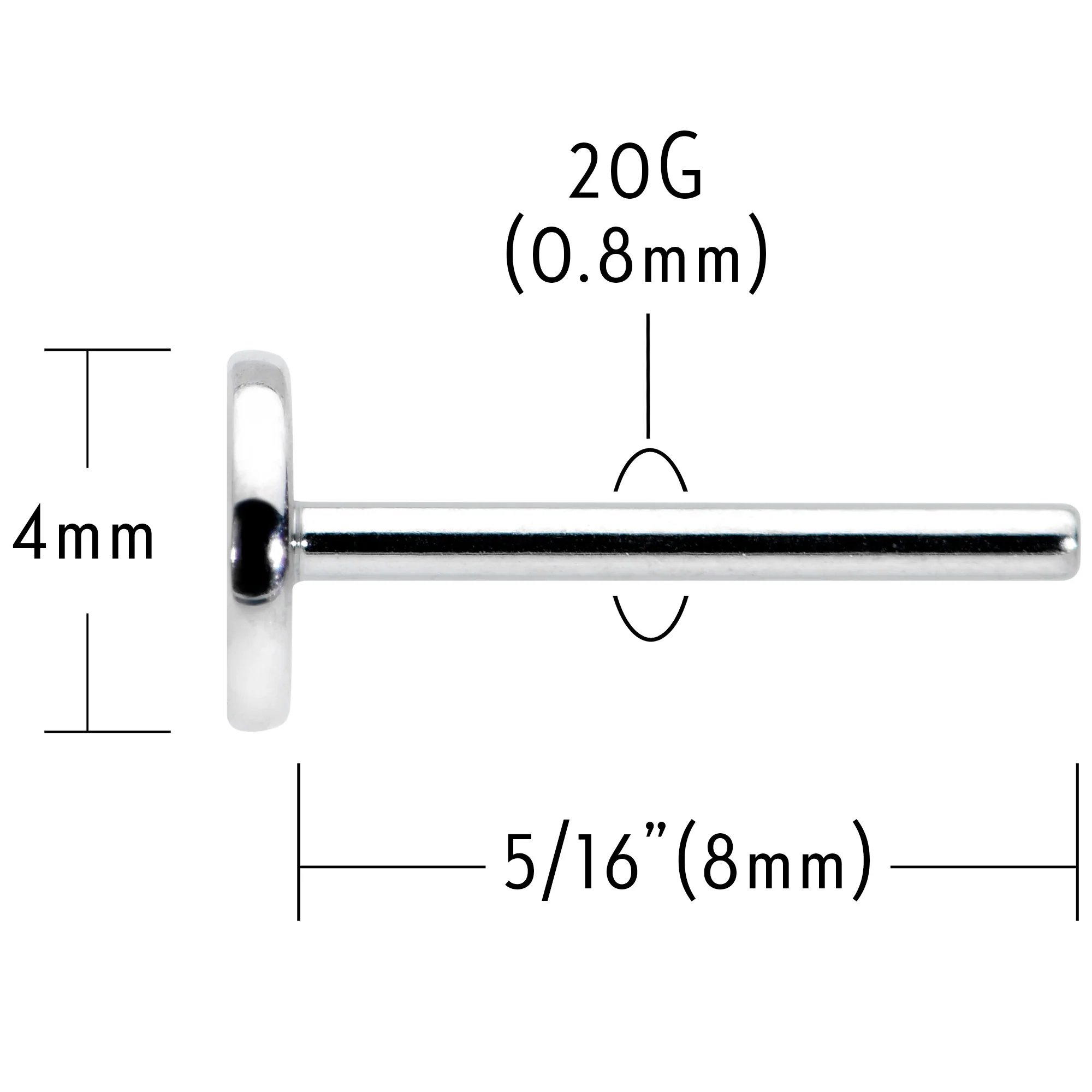 20G 5/16 G23 Titanium Threadless Post Only Labret Tragus Nose - Image 6
