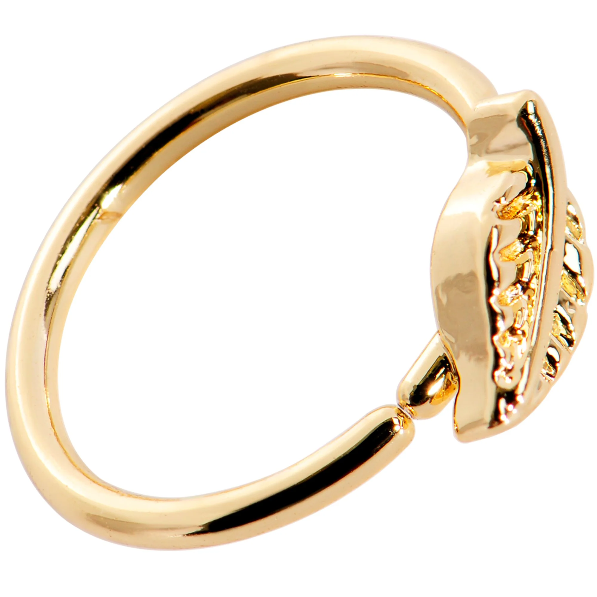 20G 5/16 Gold PVD Little Leaf Seamless Circular Ring - Image 3