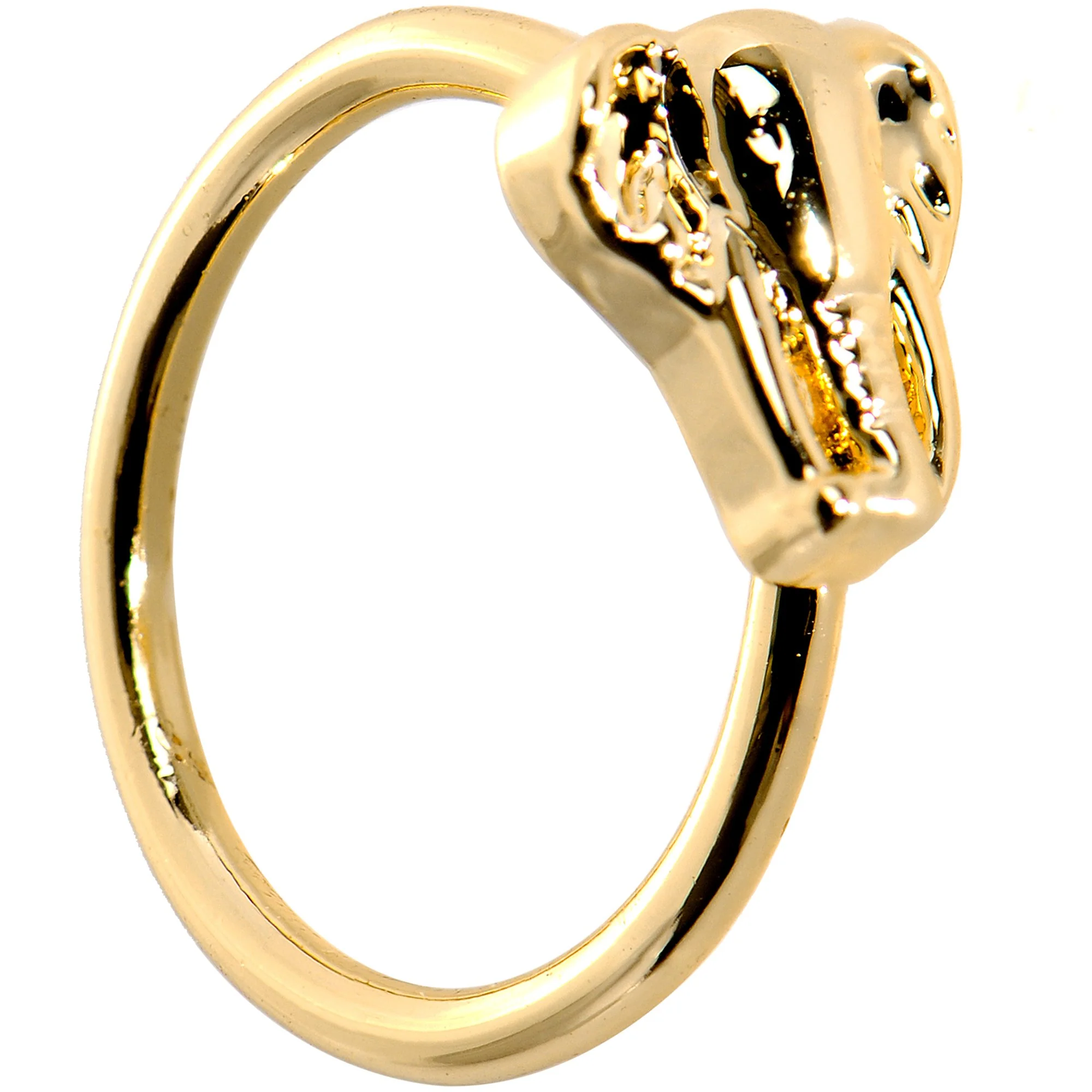 18G 5/16 Annealed Gold Tone Proud Elephant Seamless Circular Ring - Image 2