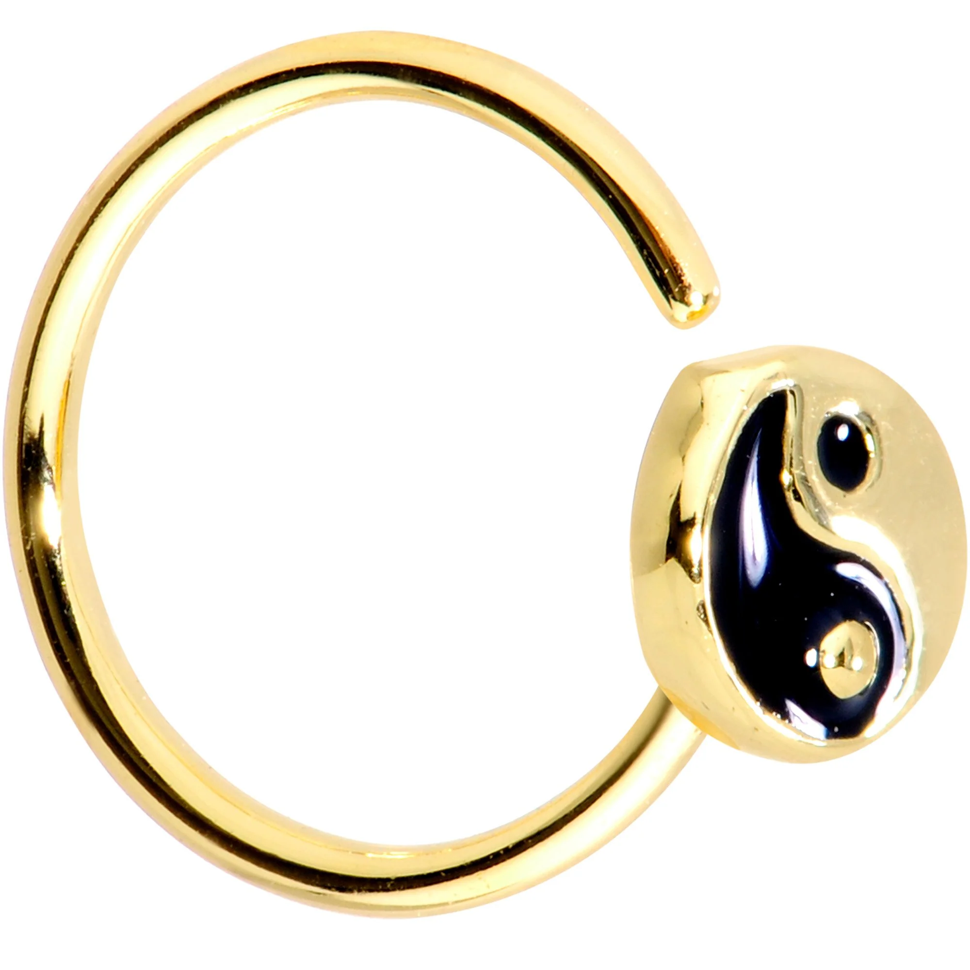 20G 5/16 Gold Tone Yin Yang Seamless Circular Ring - Image 2