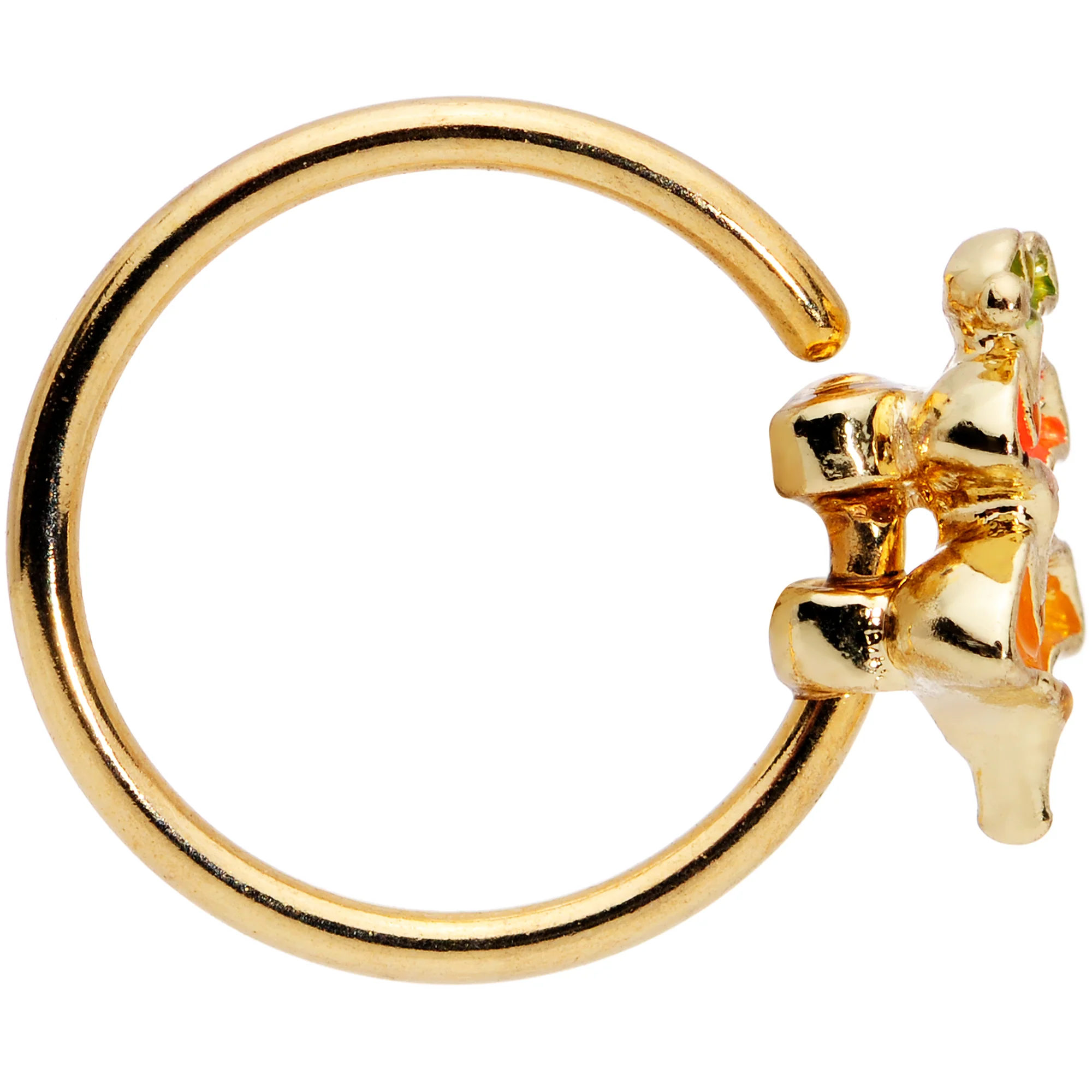 20G 5/16 Gold Tone Autumn Leaves Fall Nose Hoop - Image 2
