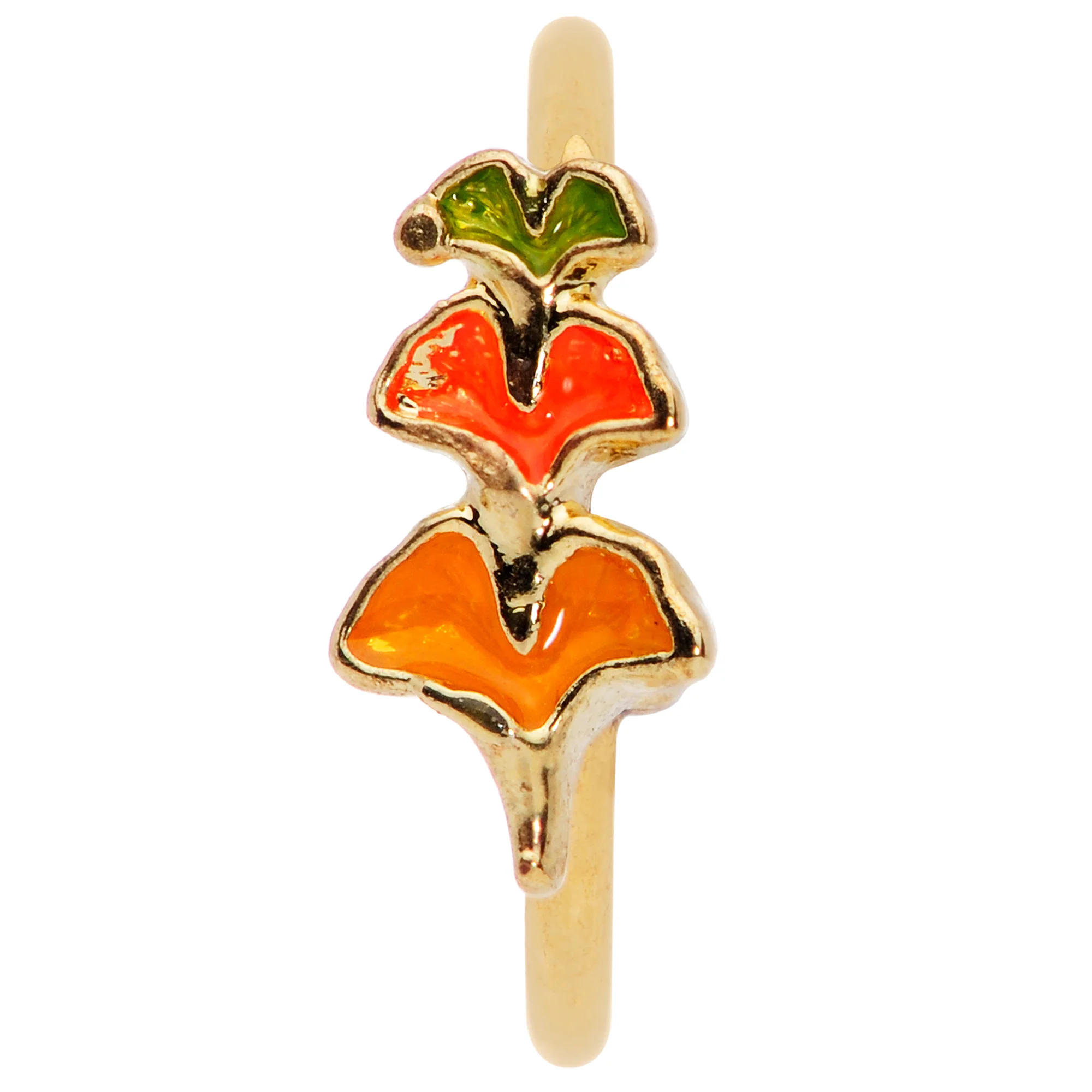 20G 5/16 Gold Tone Autumn Leaves Fall Nose Hoop - Image 3