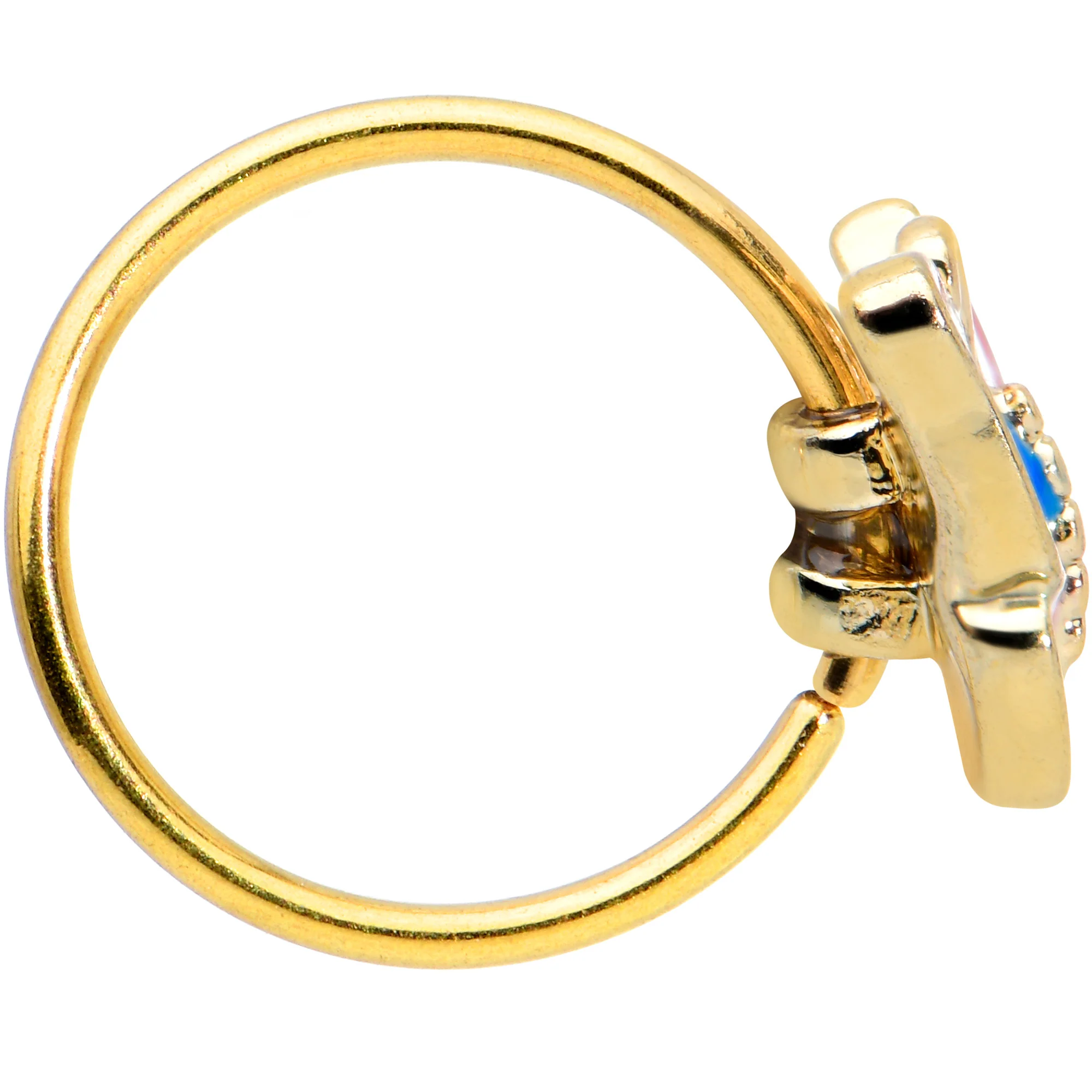 20G 5/16 Gold Tone Bright Butterfly Nose Hoop - Image 3